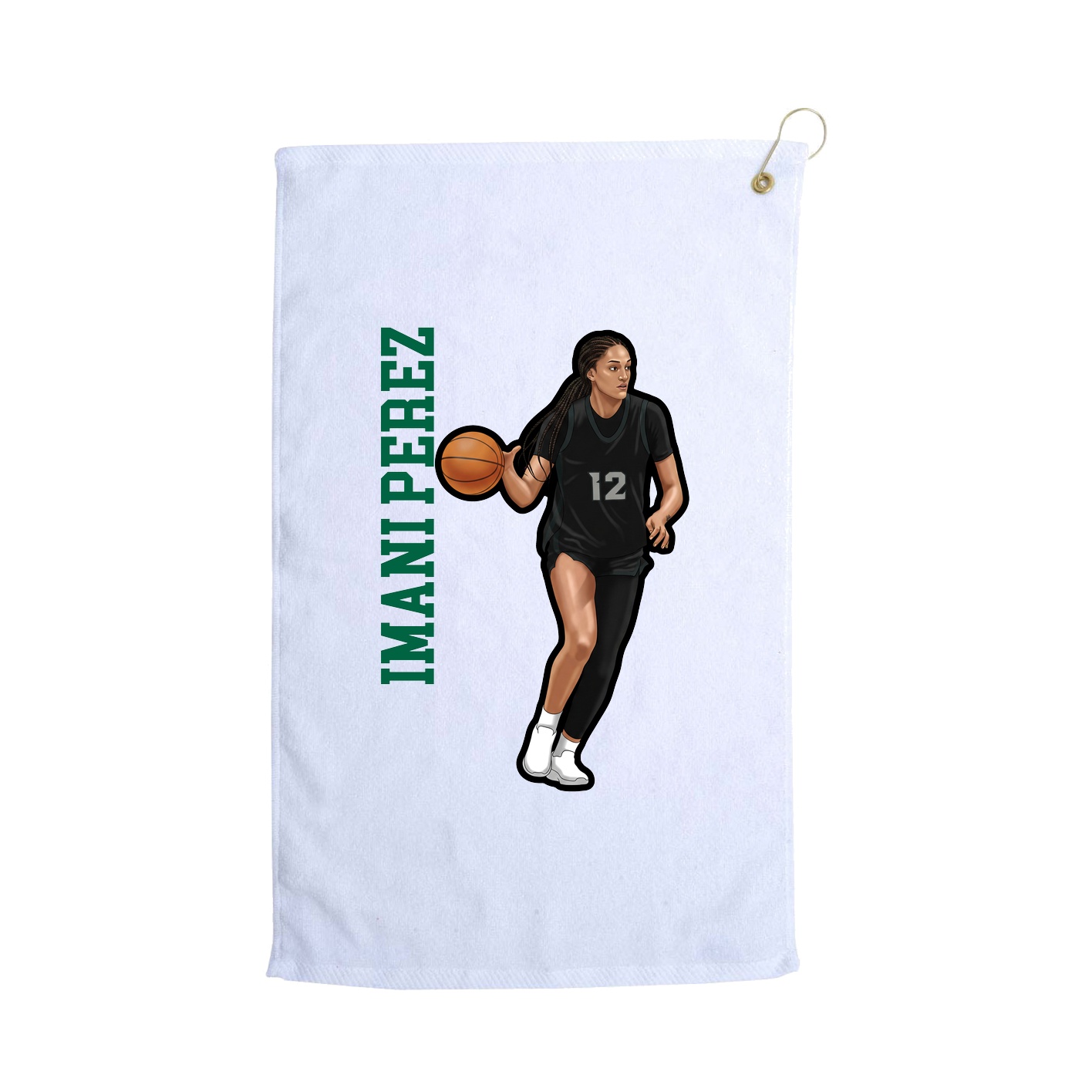 Golf Towel — Name Vertical in White