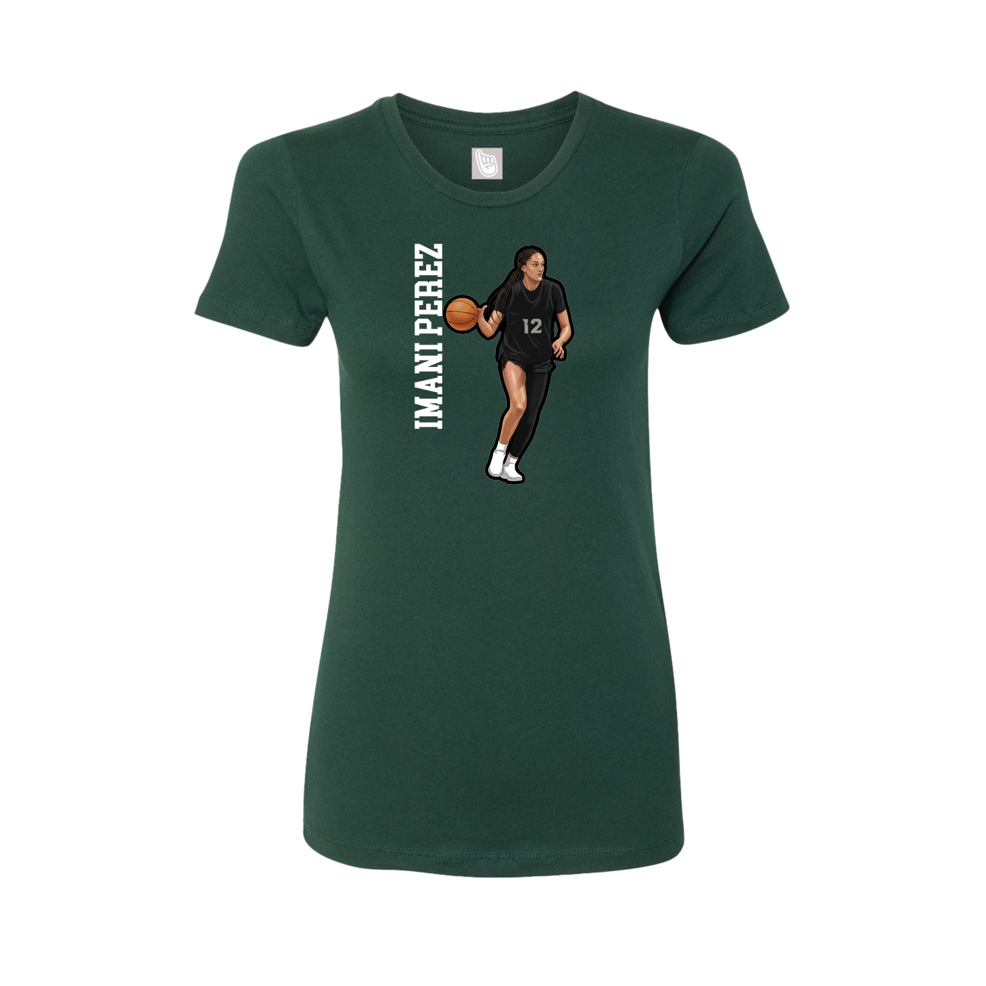 Womens Tee — Name Vertical in Green