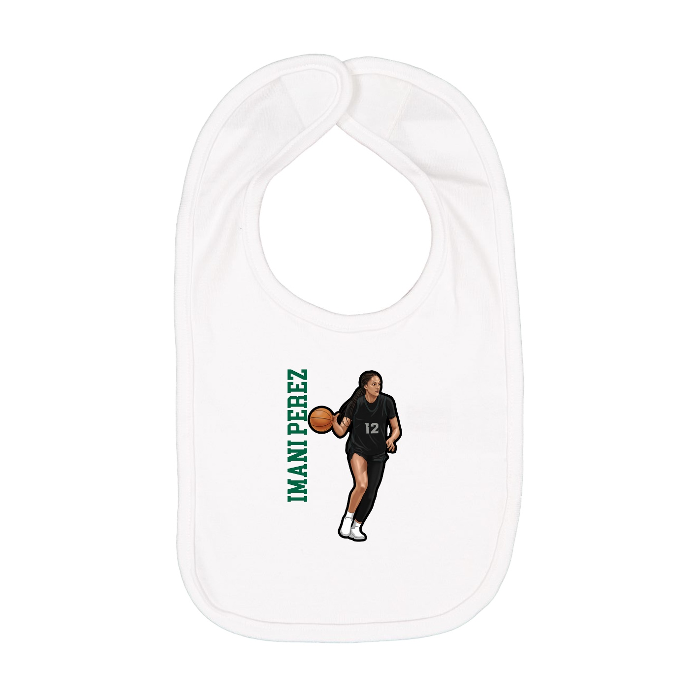 Infant Bib — Name Vertical in White