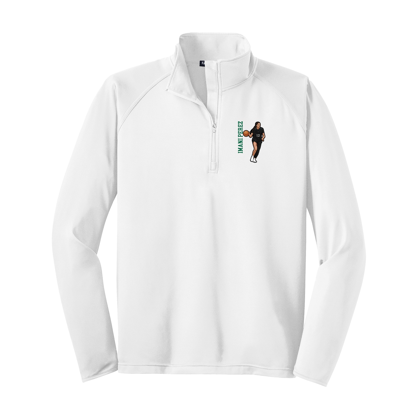 Q-Zip Pullover — Name Vertical in White