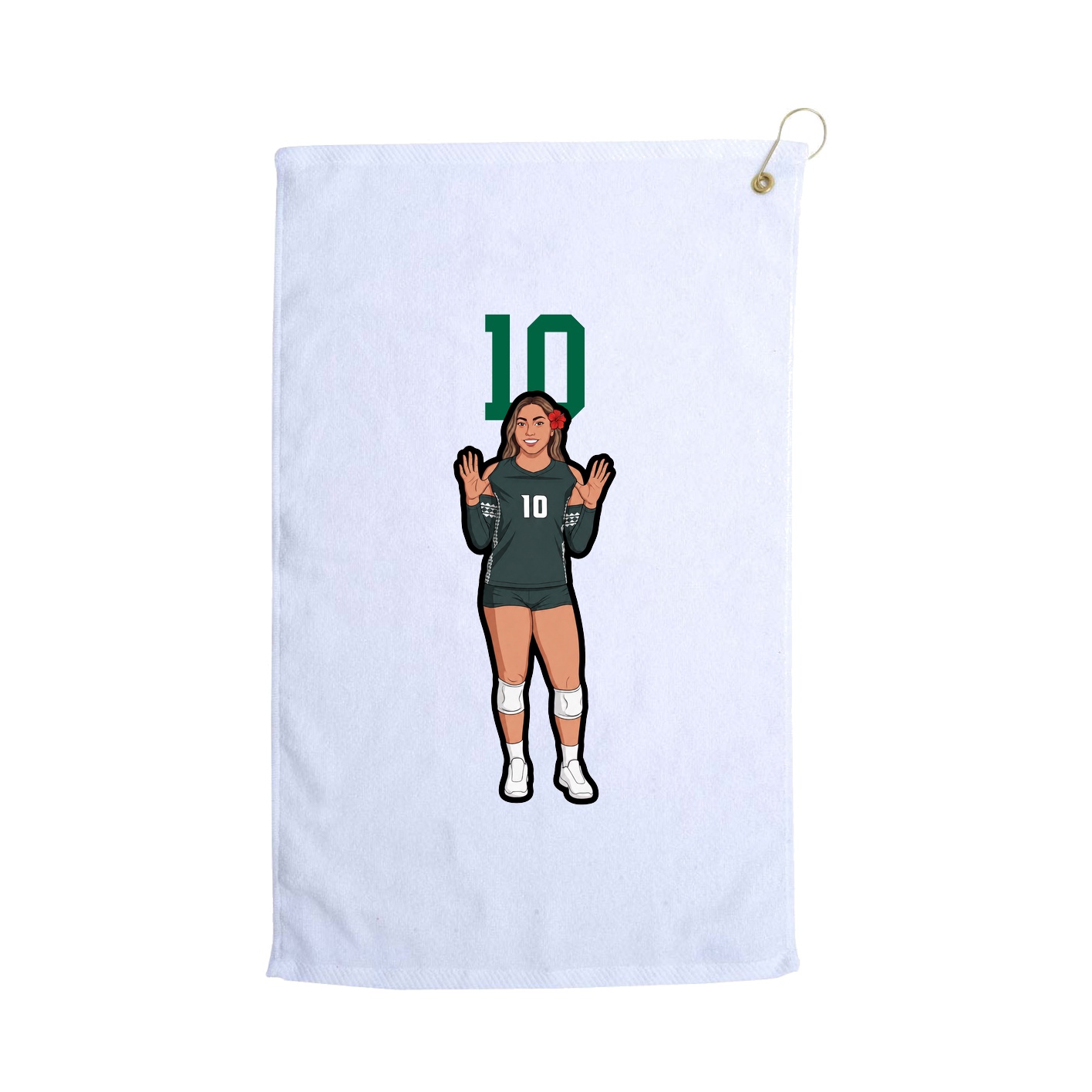 Golf Towel — Number Top in White