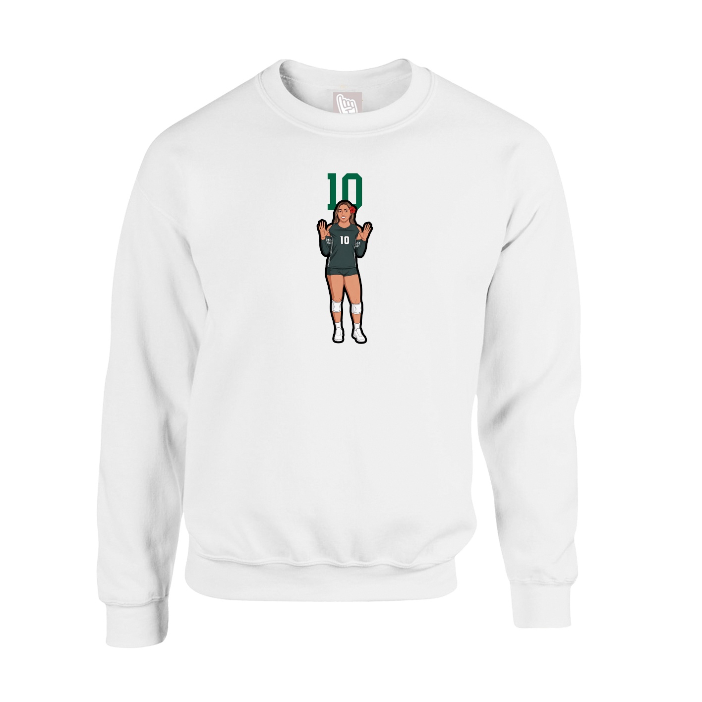 Fleece Crew — Number Top in White