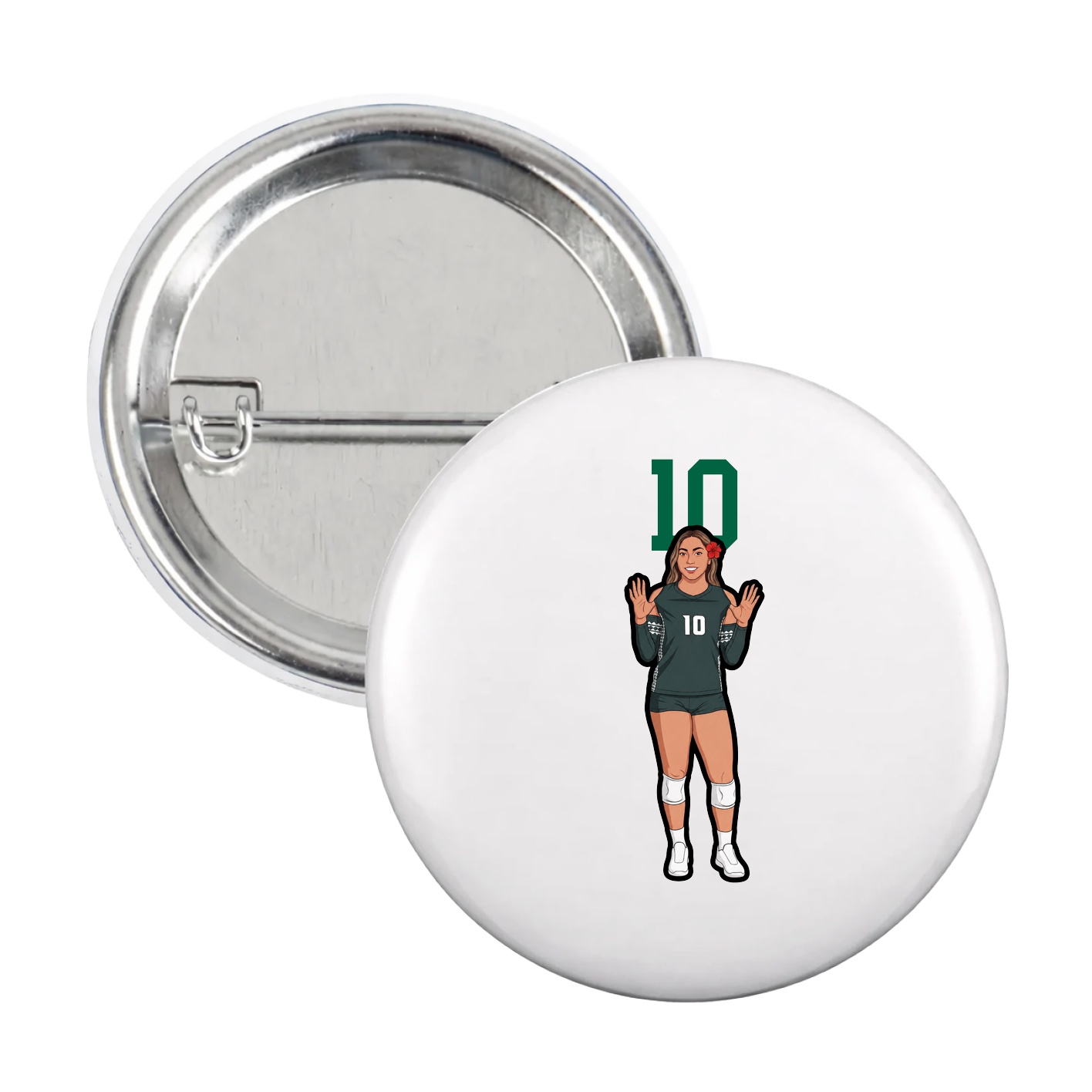 Game Day Button — Number Top in White