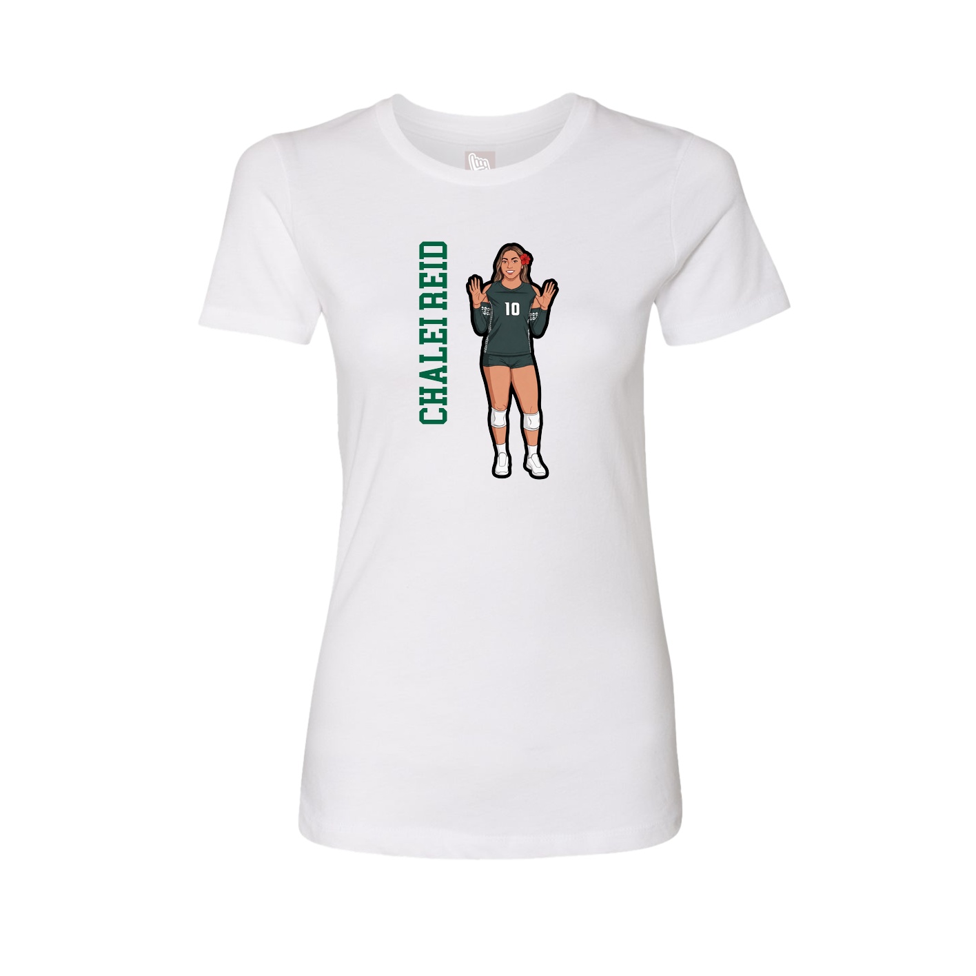Fitted Women's Tee — Name Vertical in White