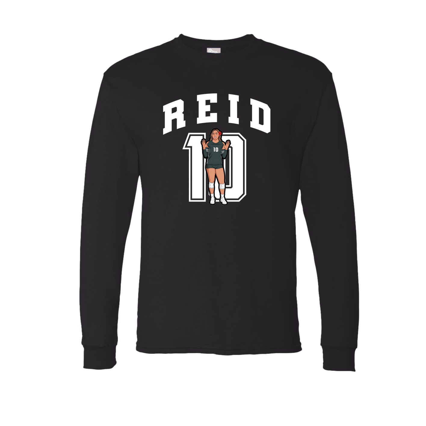 Long Sleeve Tee — Number in Black