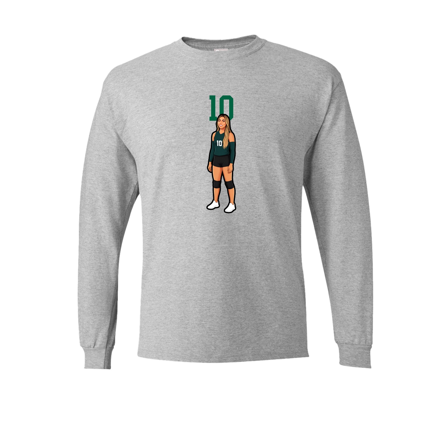 Long Sleeve Tee — Number Top in Grey
