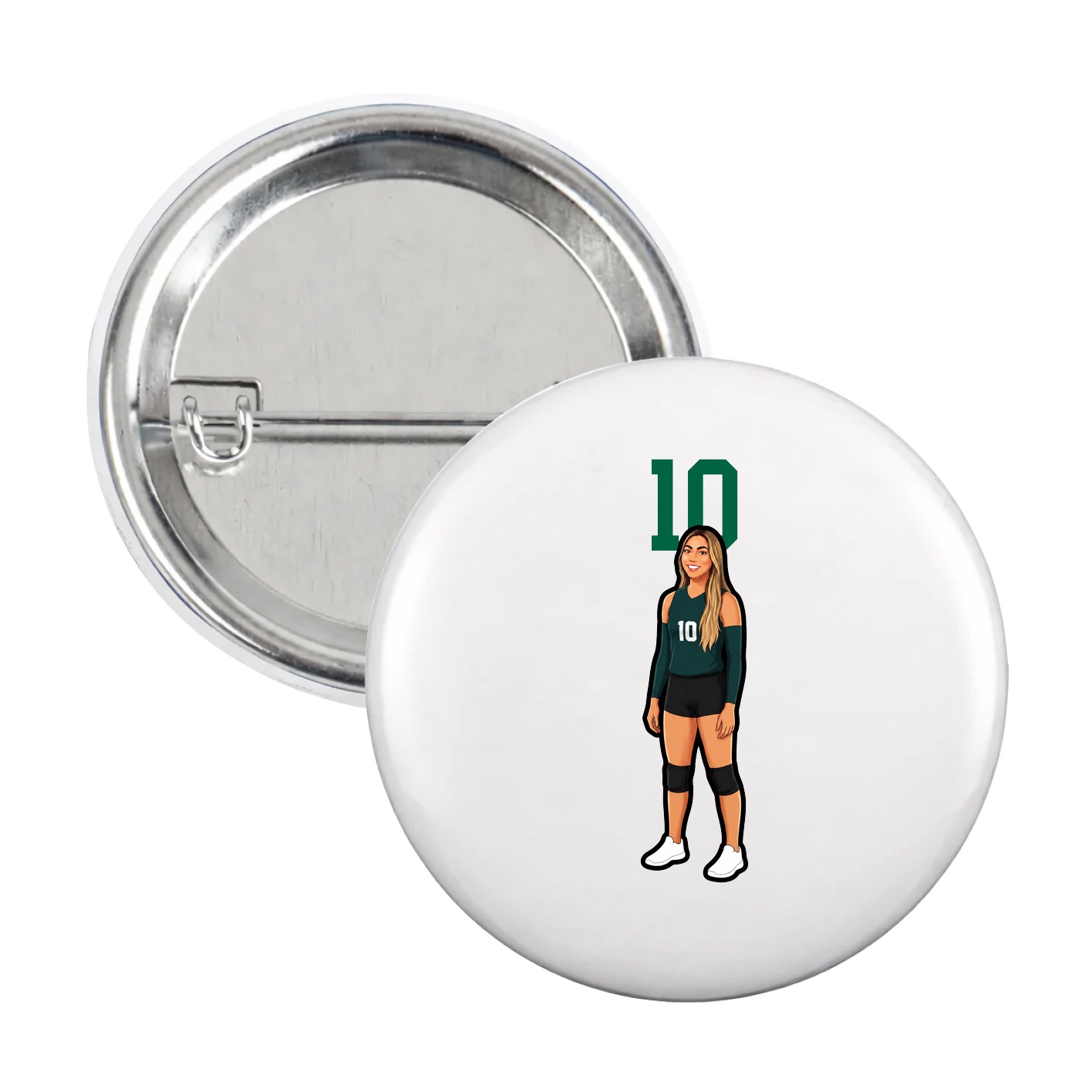 Game Day Button — Number Top in White