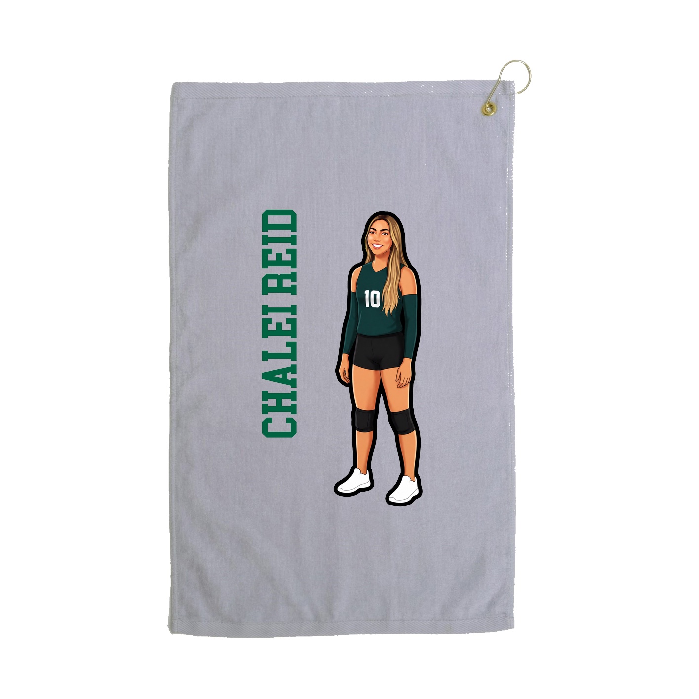 Golf Towel — Name Vertical in Grey