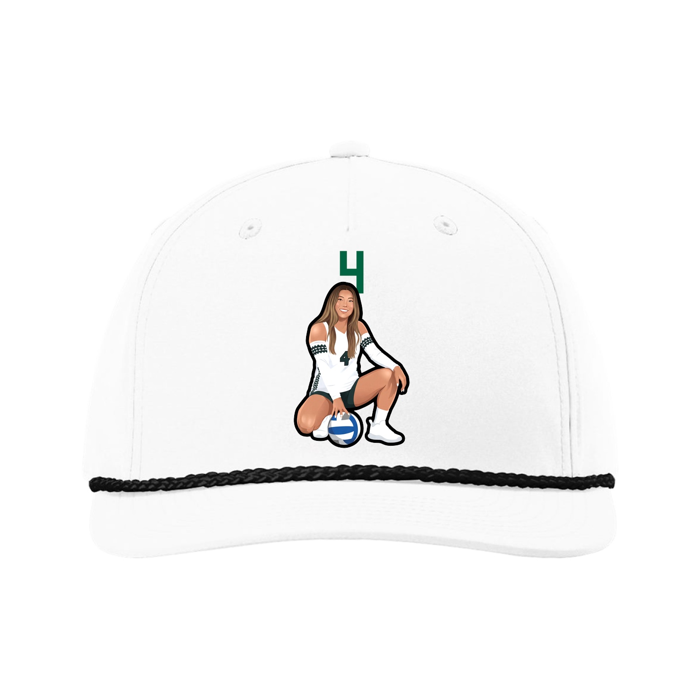 Five-Panel Classic Rope Cap — Number Top in White