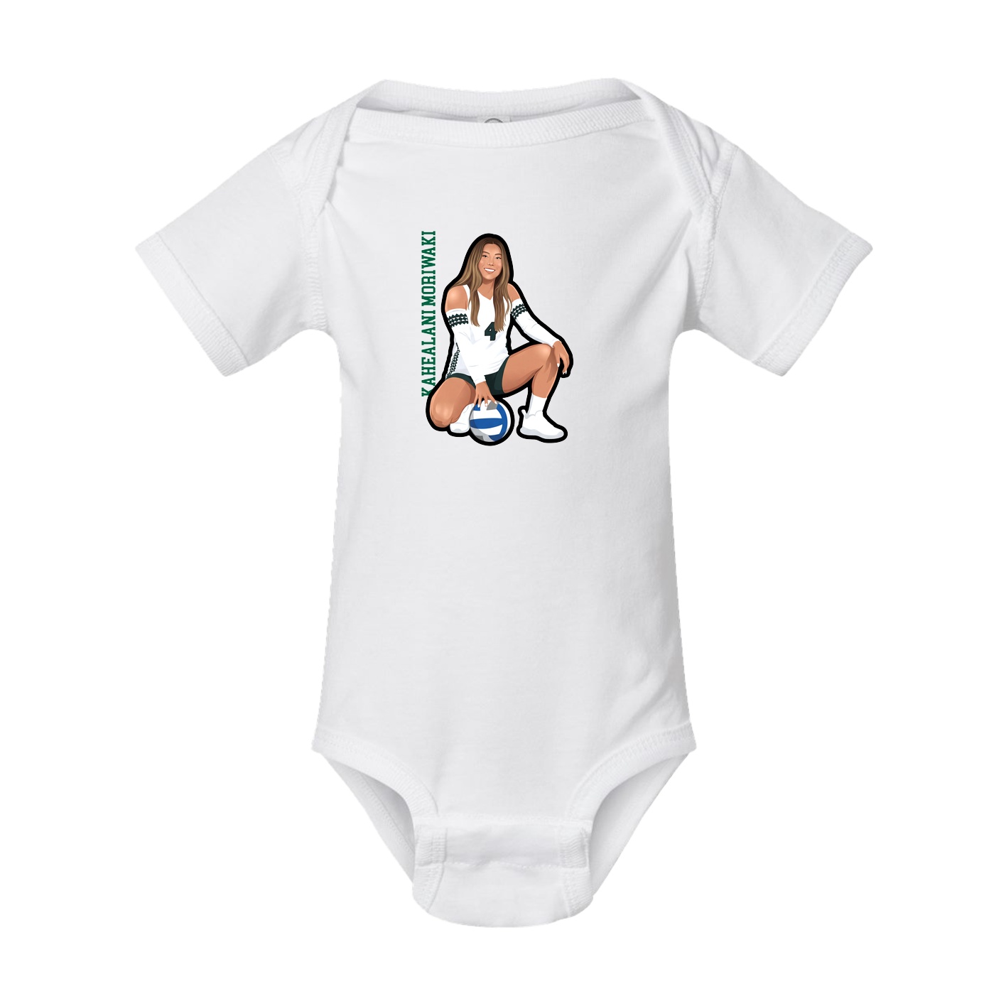 Baby Onesie — Name Vertical in White