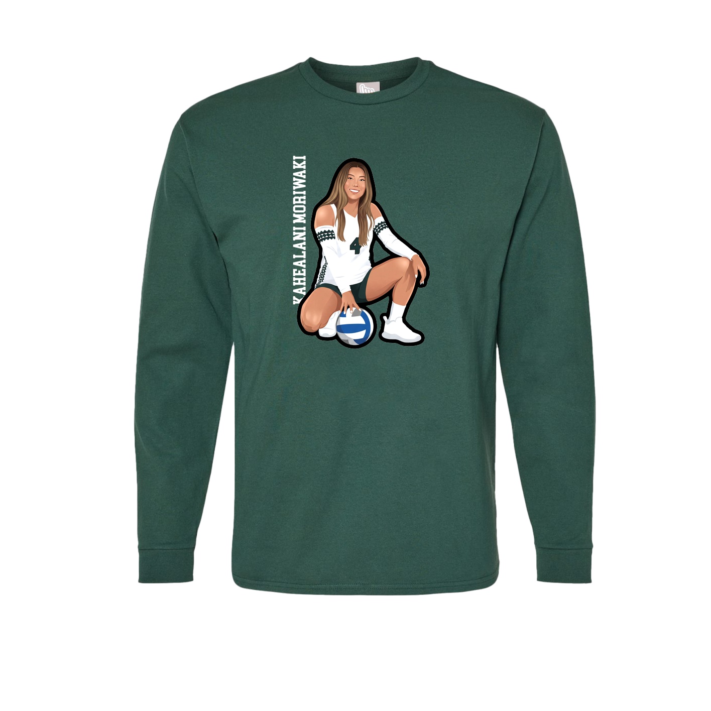 Long Sleeve Tee — Name Vertical in Green