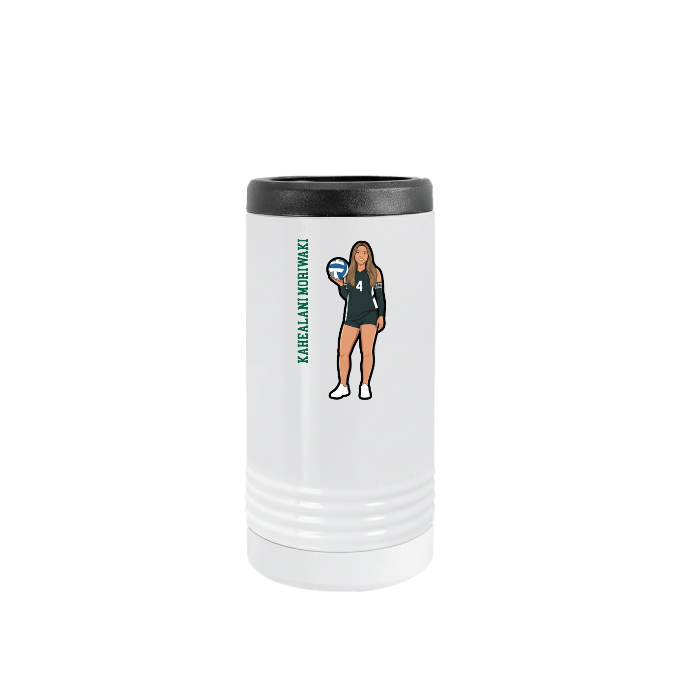 Slim Beverage Holder — Name Vertical in White