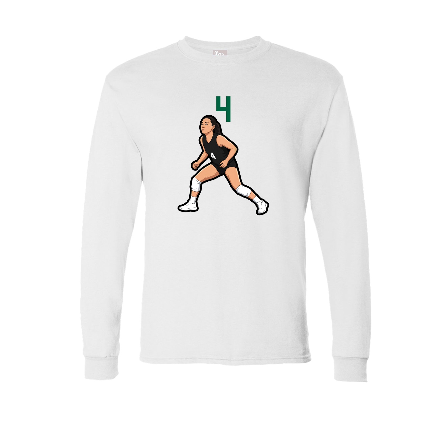 Long Sleeve Tee — Number Top in White