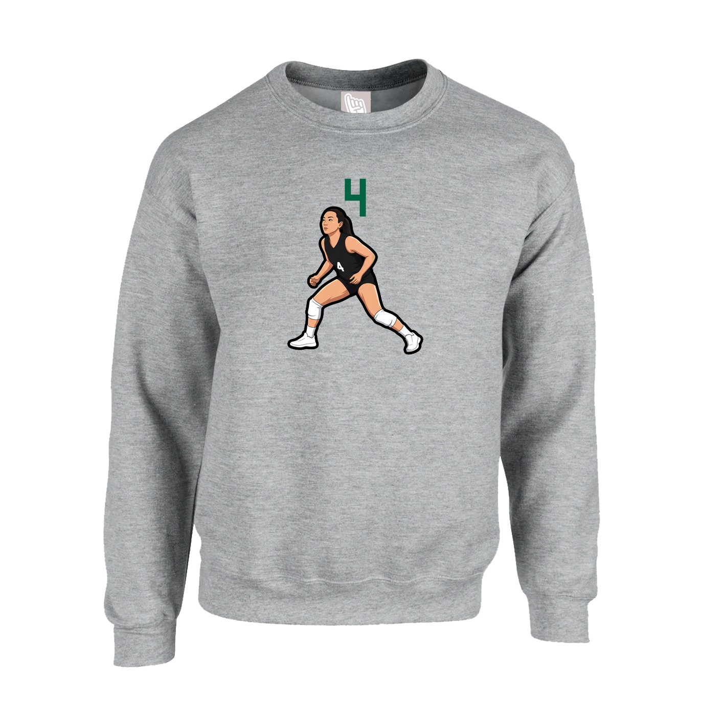 Fleece Crew — Number Top in Grey