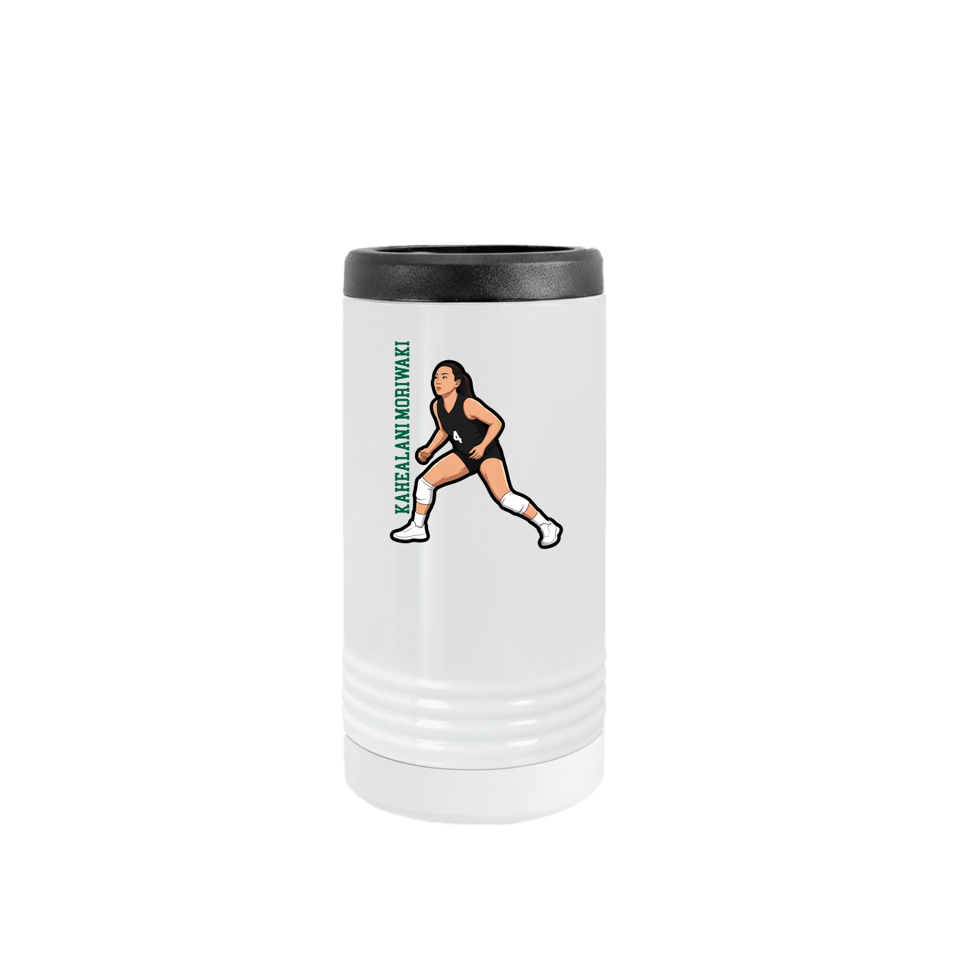 Slim Beverage Holder — Name Vertical in White