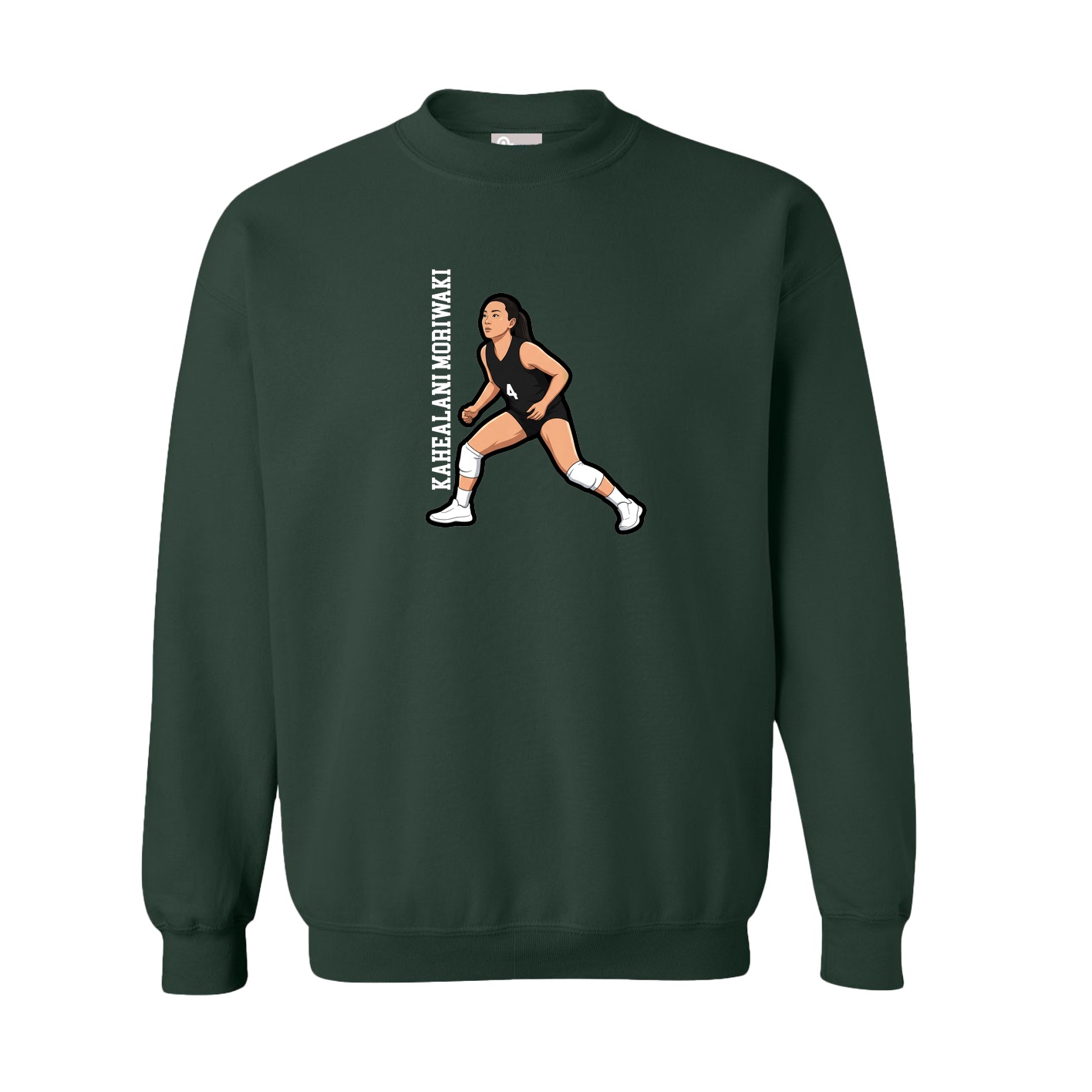 Fleece Crew — Name Vertical in Green