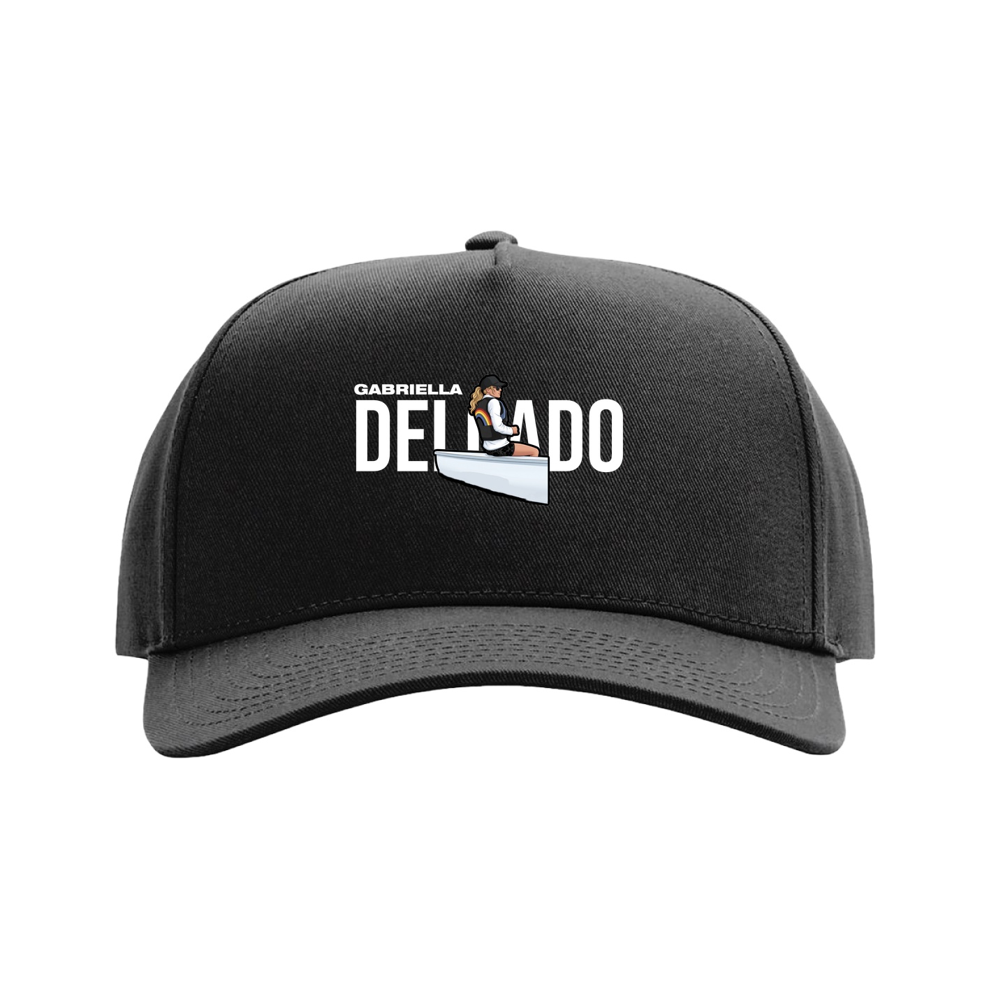 Full Fabric Five-Panel Champ Cap — Player Name in Black