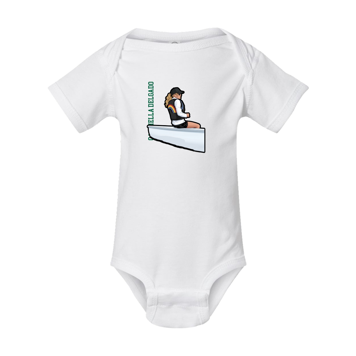 Baby Onesie — Name Vertical in White