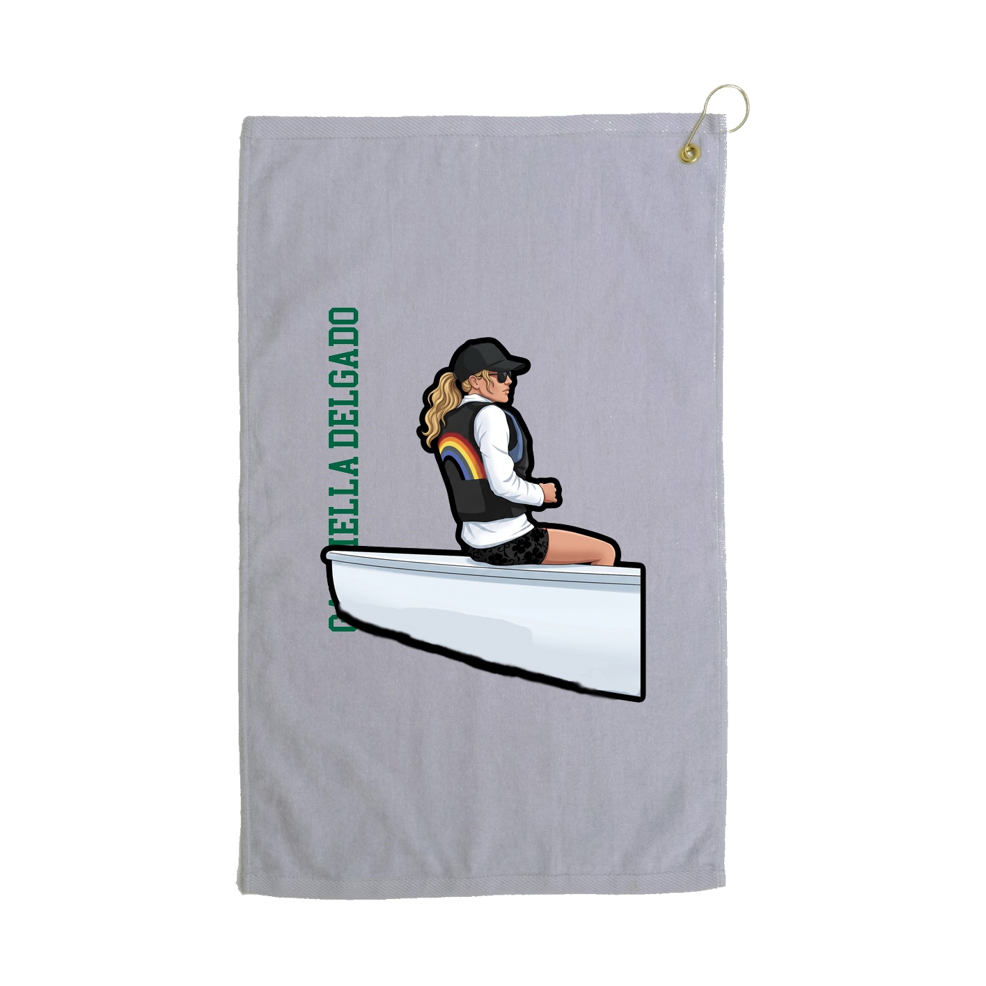 Golf Towel — Name Vertical in Grey