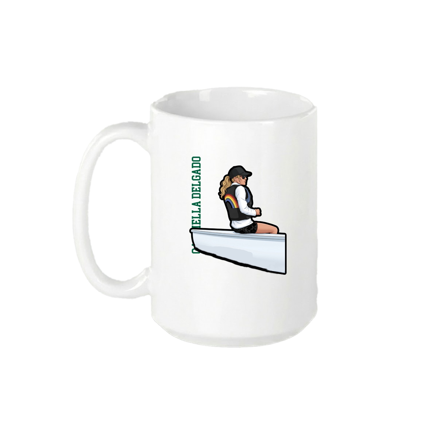 15oz Coffee Mug — Name Vertical in White