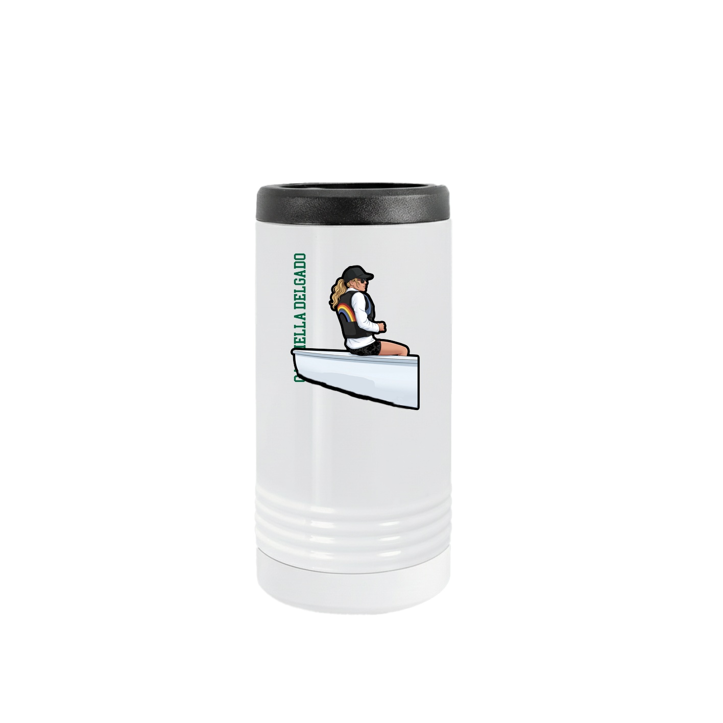 Slim Beverage Holder — Name Vertical in White