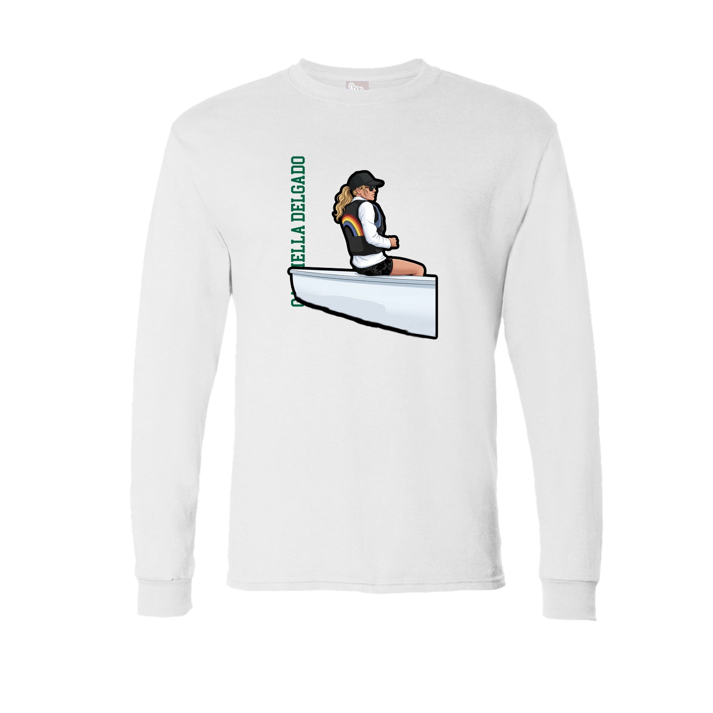 Long Sleeve Tee — Name Vertical in White