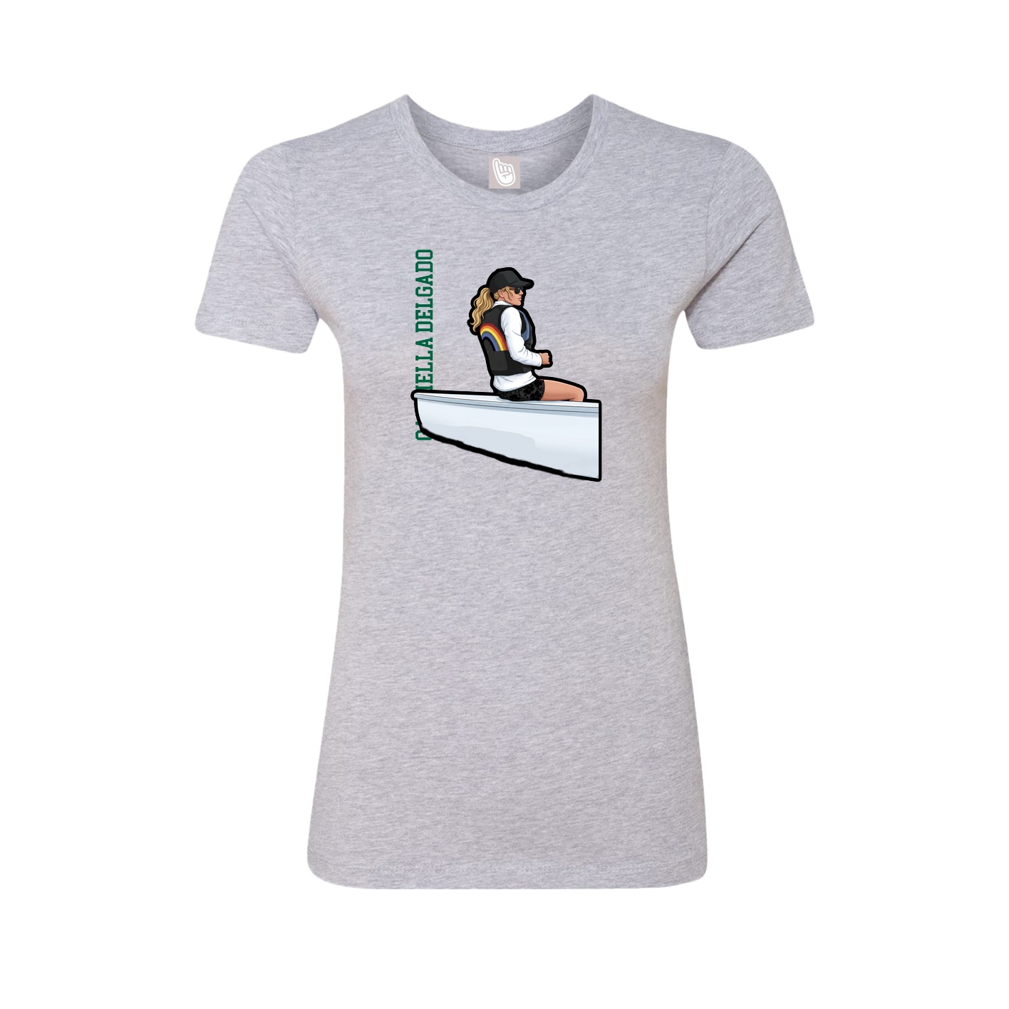Fitted Women's Tee — Name Vertical in Grey