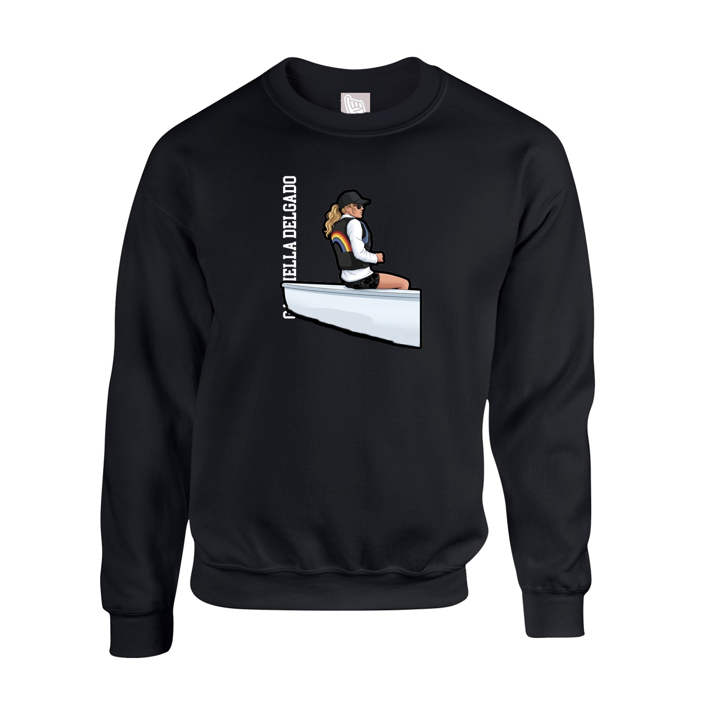 Fleece Crew — Name Vertical in Black
