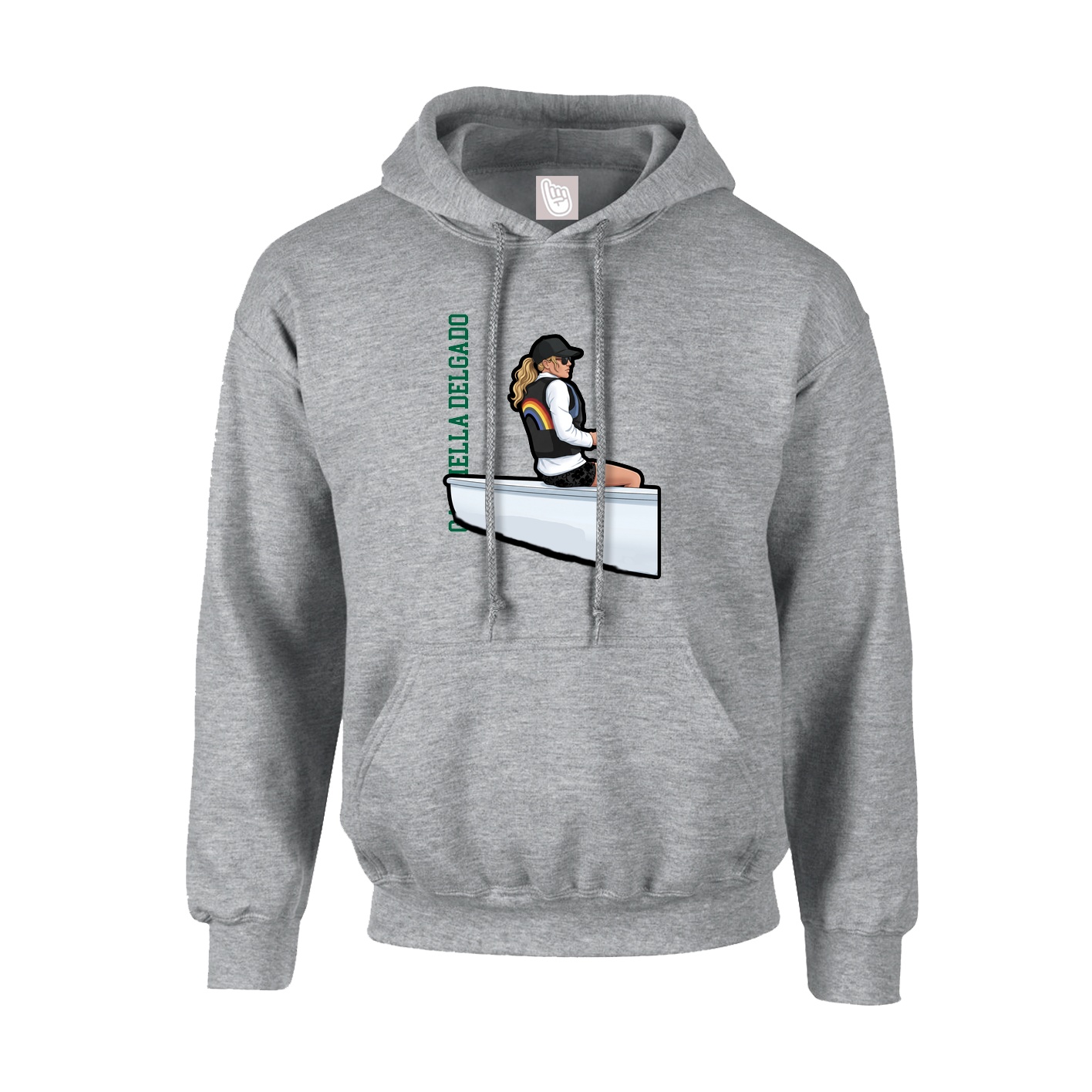 Youth Hoodie — Name Vertical in Grey