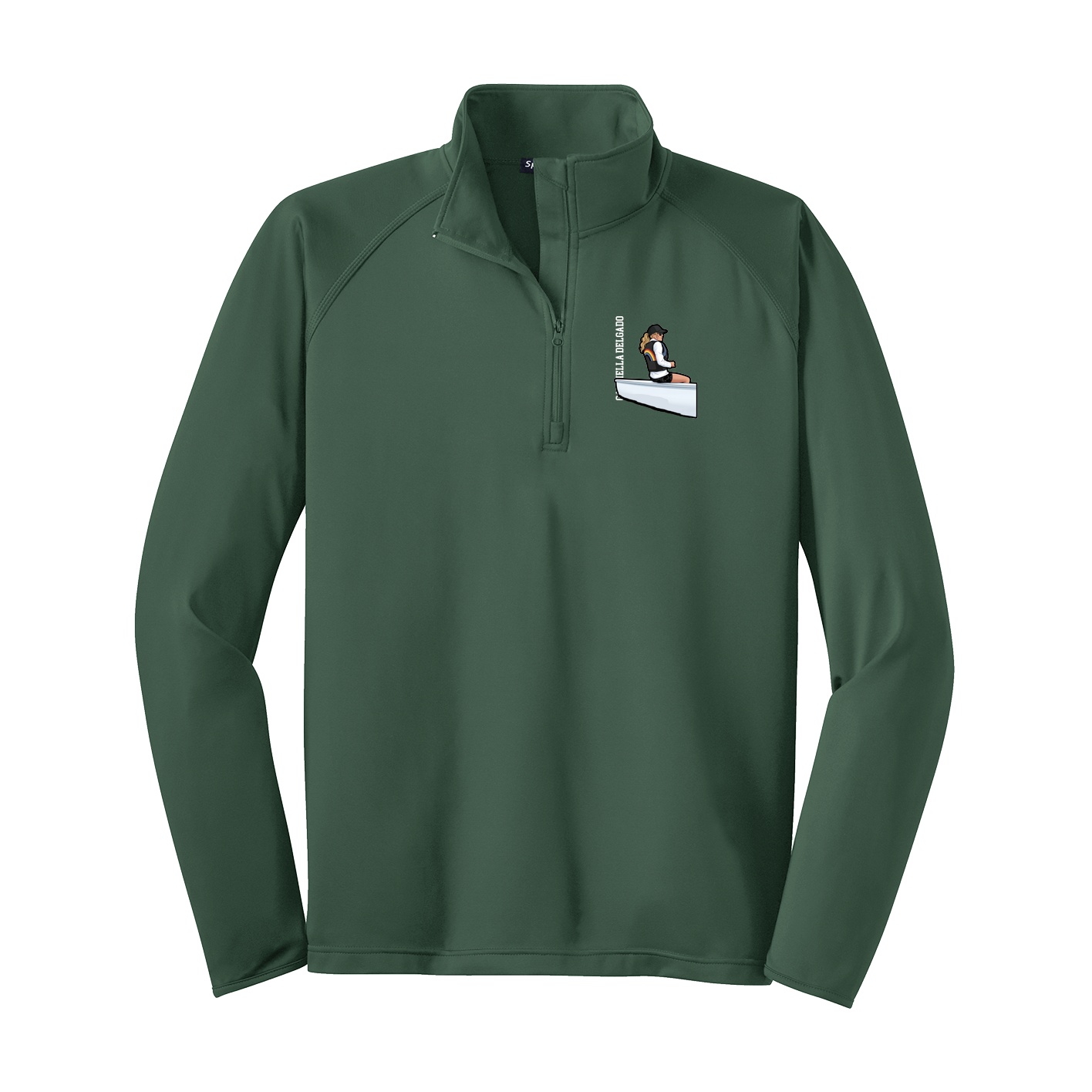 Q-Zip Pullover — Name Vertical in Green