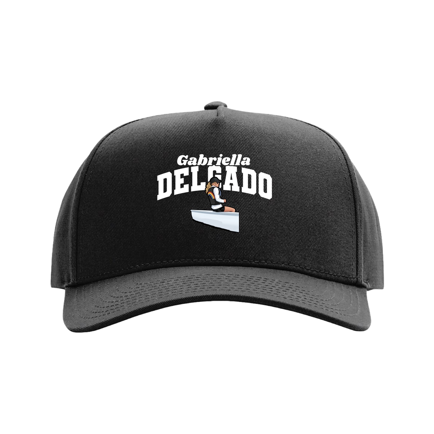 Full Fabric Five-Panel Champ Cap — Signature Arch in Black