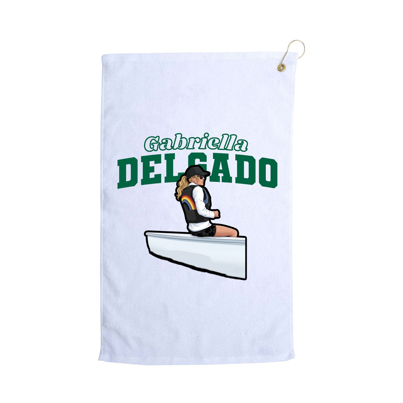 Golf Towel — Name Arch in White