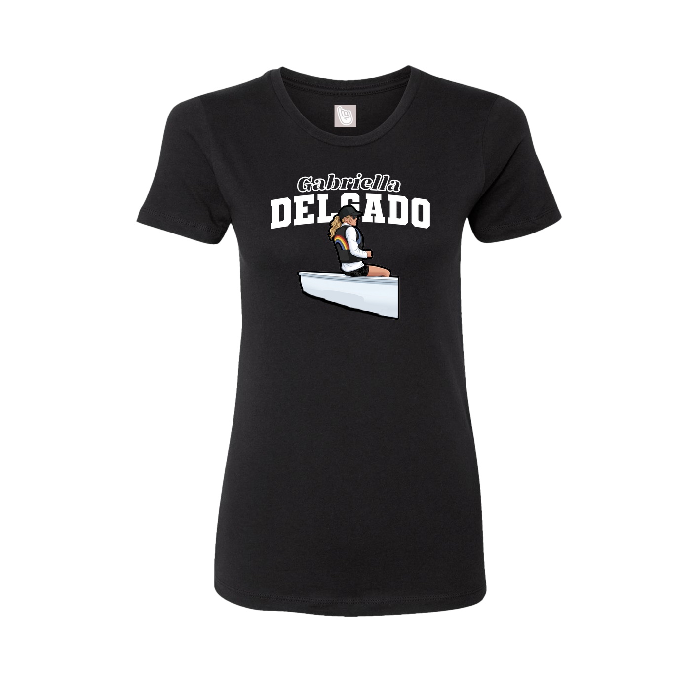 Fitted Women's Tee — Name Arch in Black