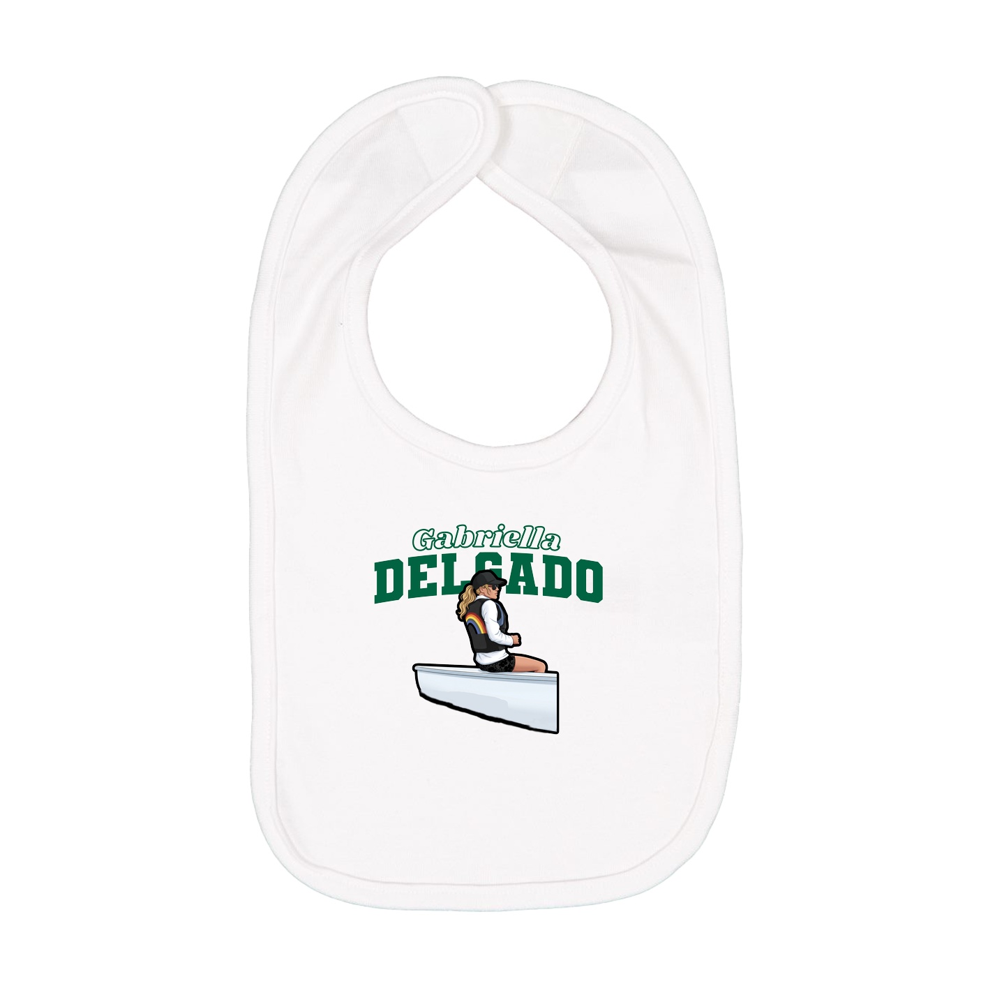 Infant Bib — Name Arch in White