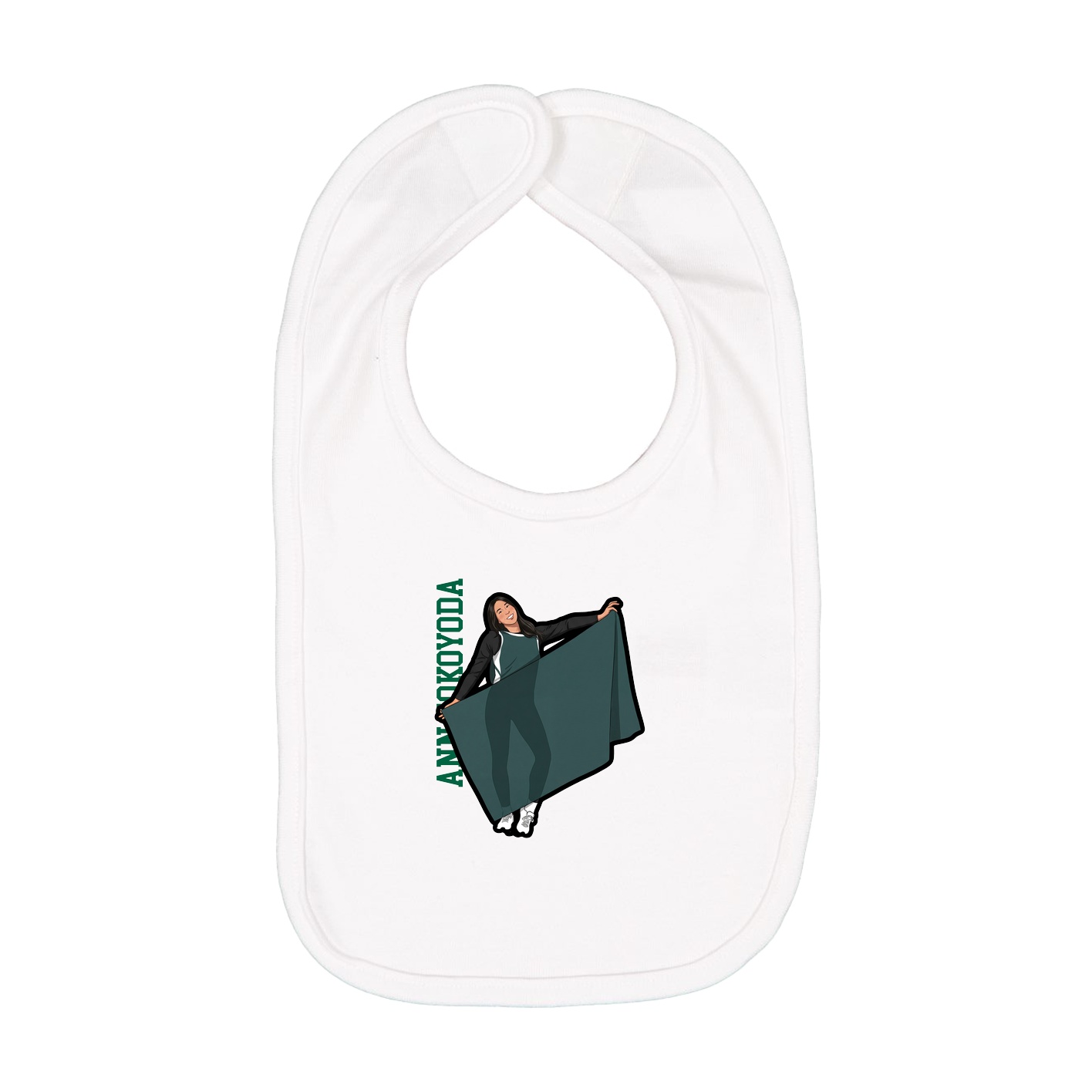 Infant Bib — Name Vertical in White