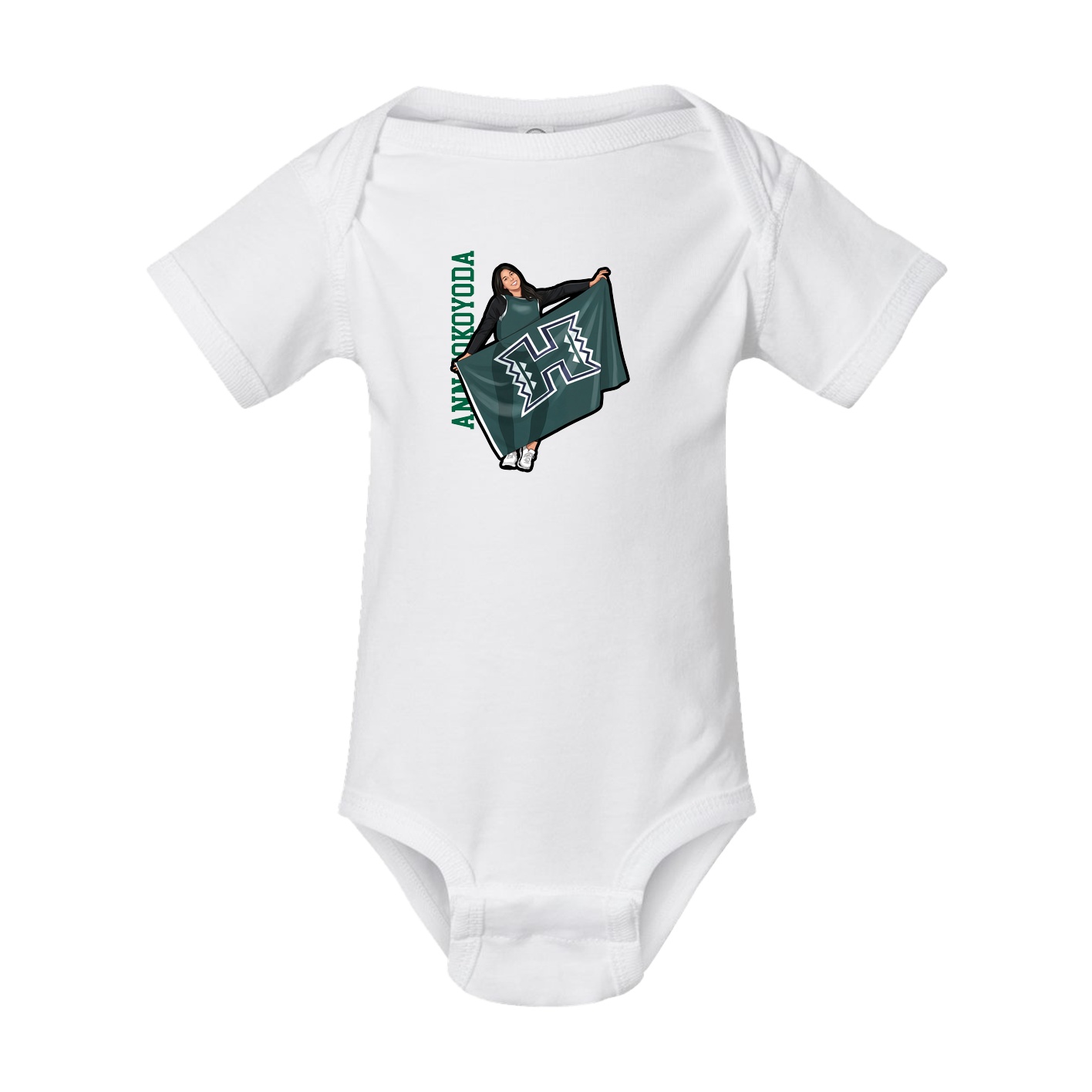 Baby Onesie — Name Vertical in White