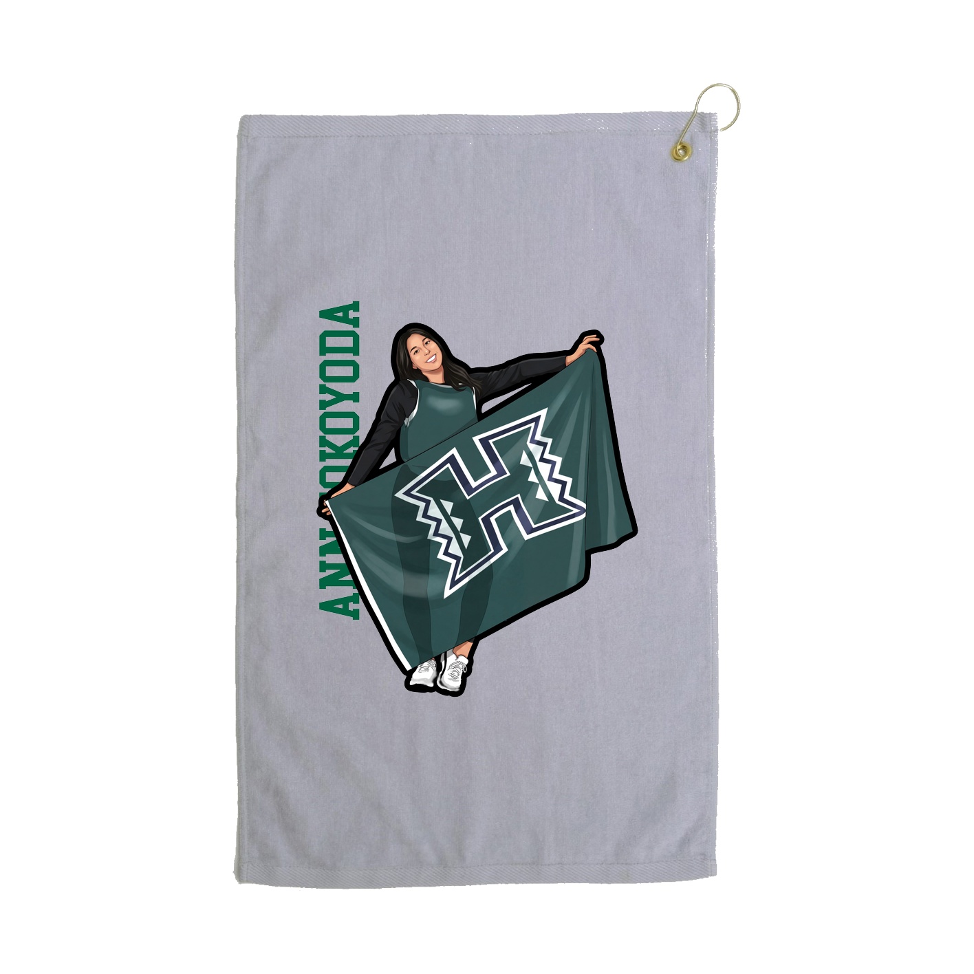 Golf Towel — Name Vertical in Grey