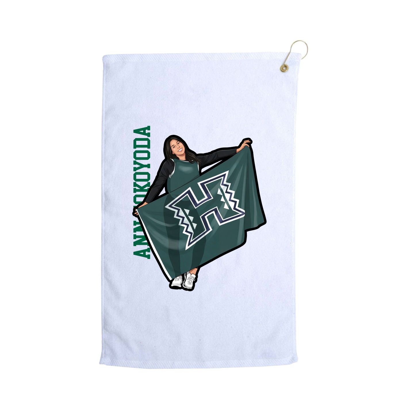 Golf Towel — Name Vertical in White