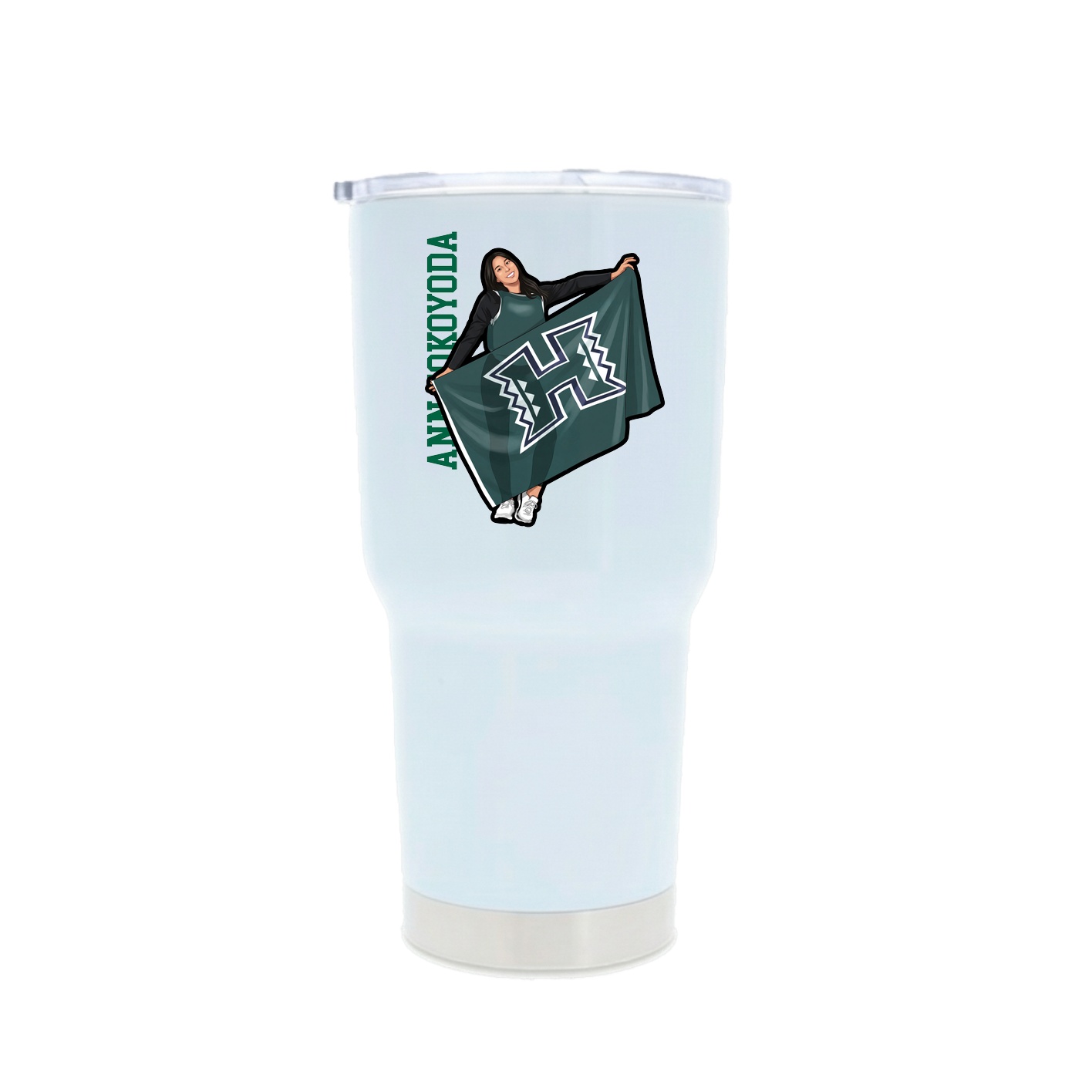 30oz Stainless Steel Tumbler — Name Vertical in White