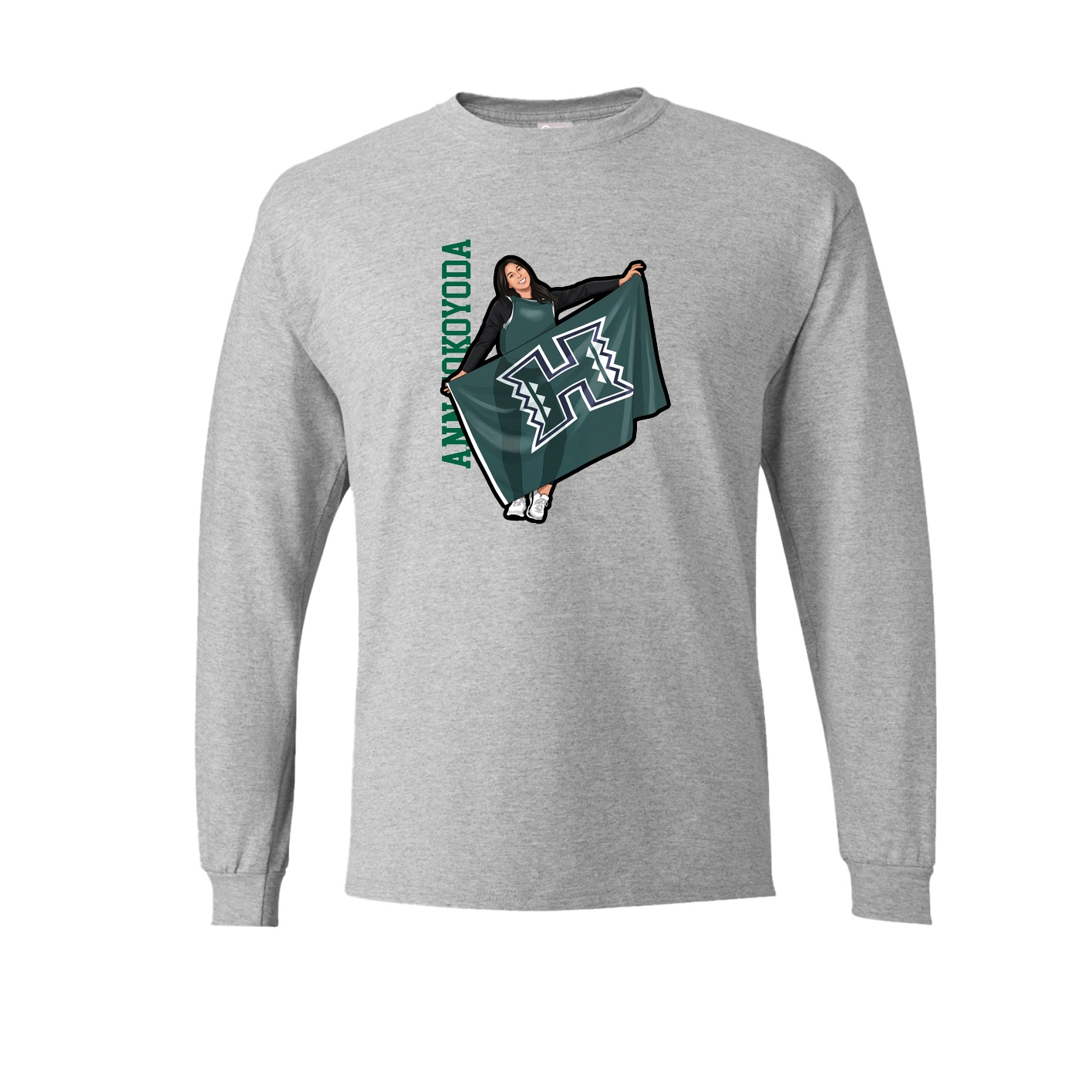 Long Sleeve Tee — Name Vertical in Grey