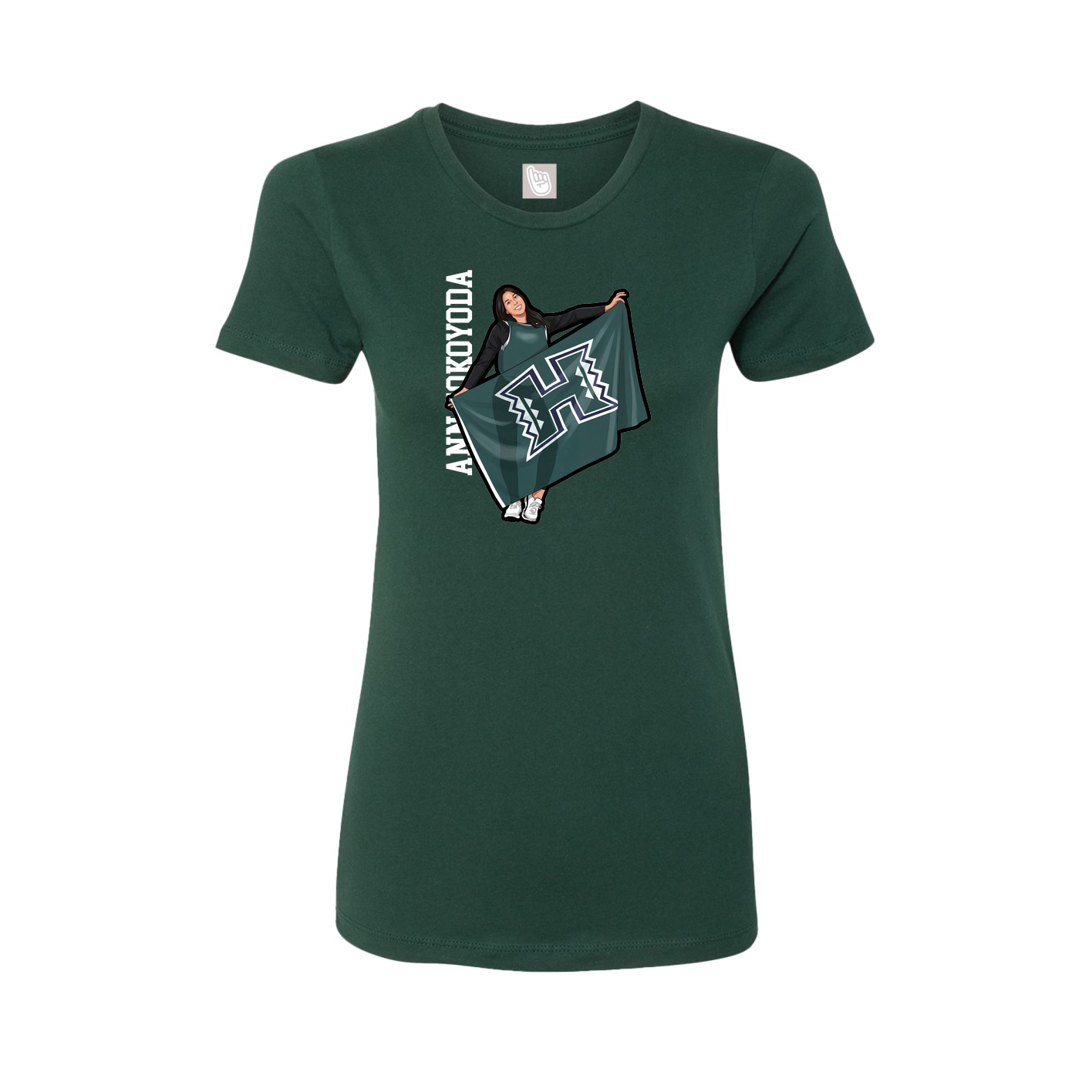 Womens Tee — Name Vertical in Green