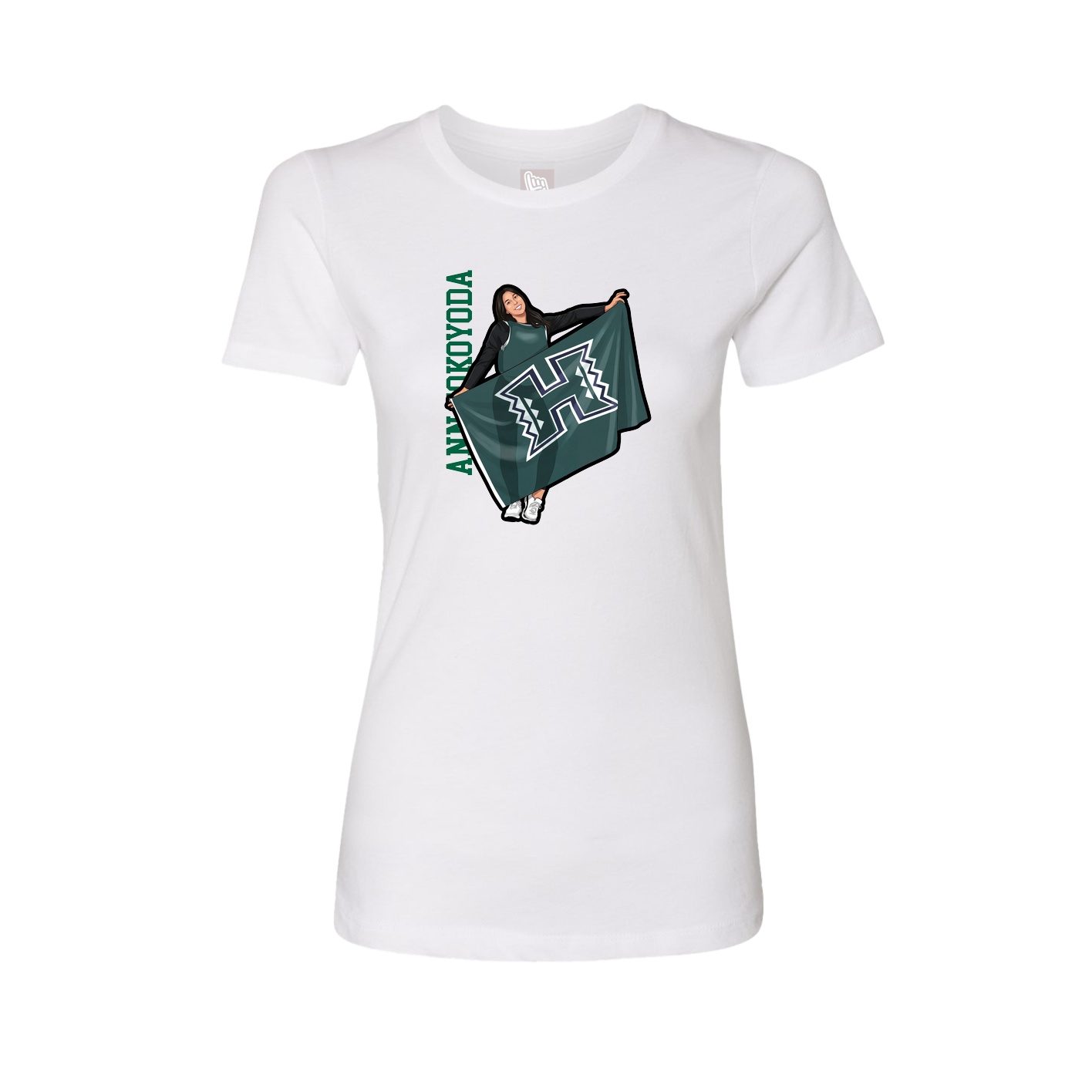 Fitted Women's Tee — Name Vertical in White