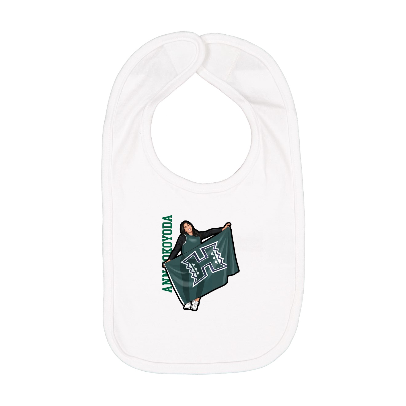 Infant Bib — Name Vertical in White