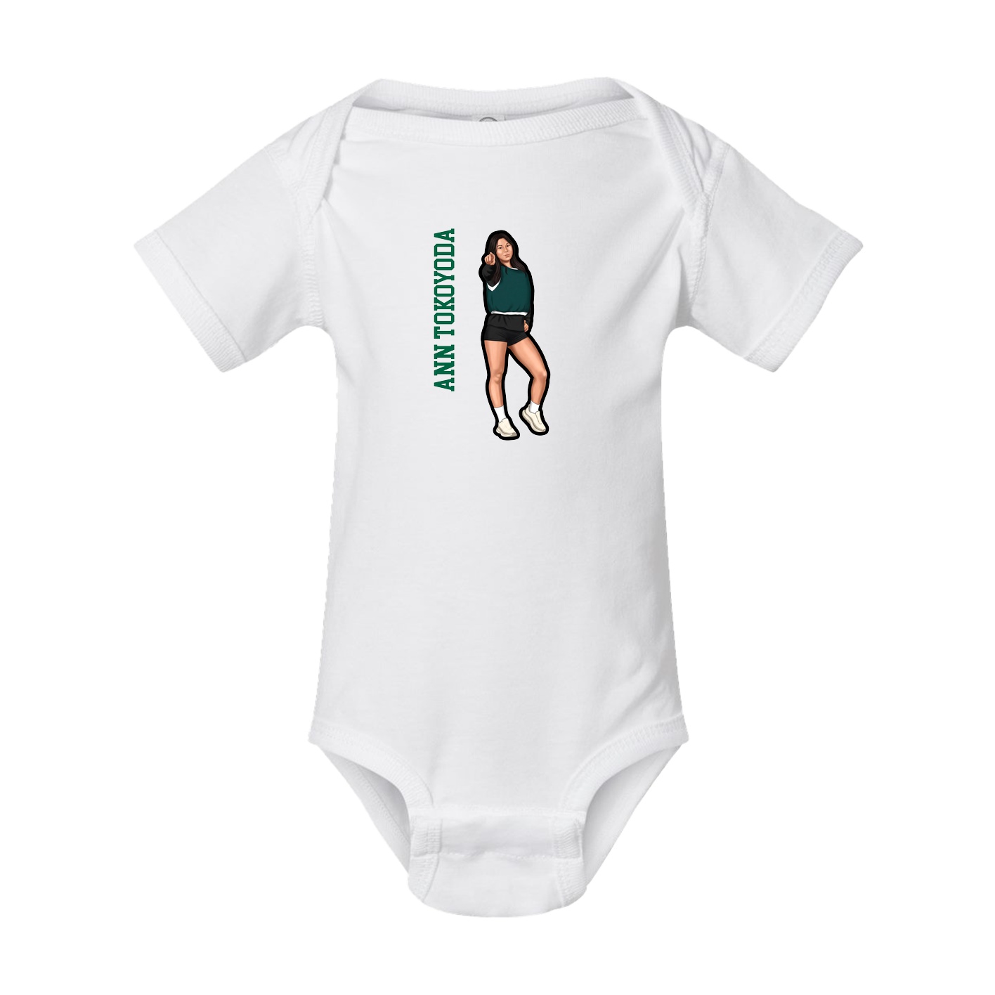 Baby Onesie — Name Vertical in White