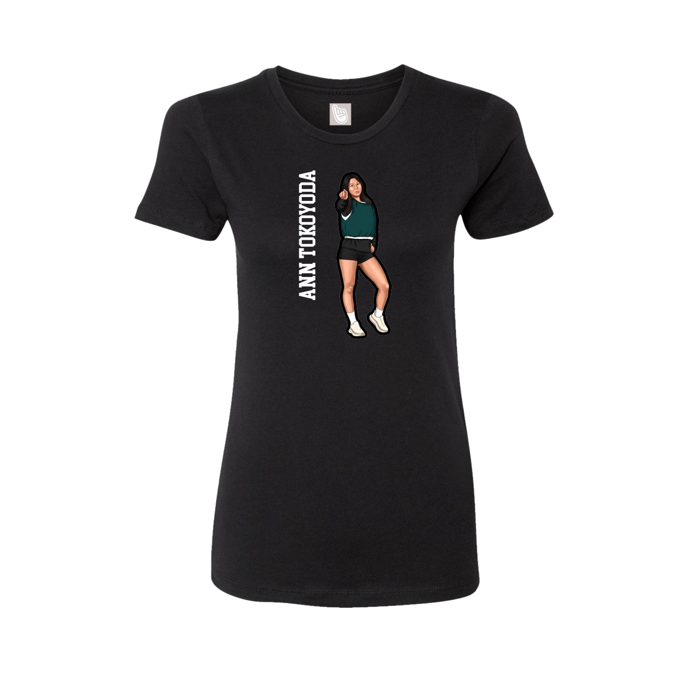 Womens Tee — Name Vertical in Black