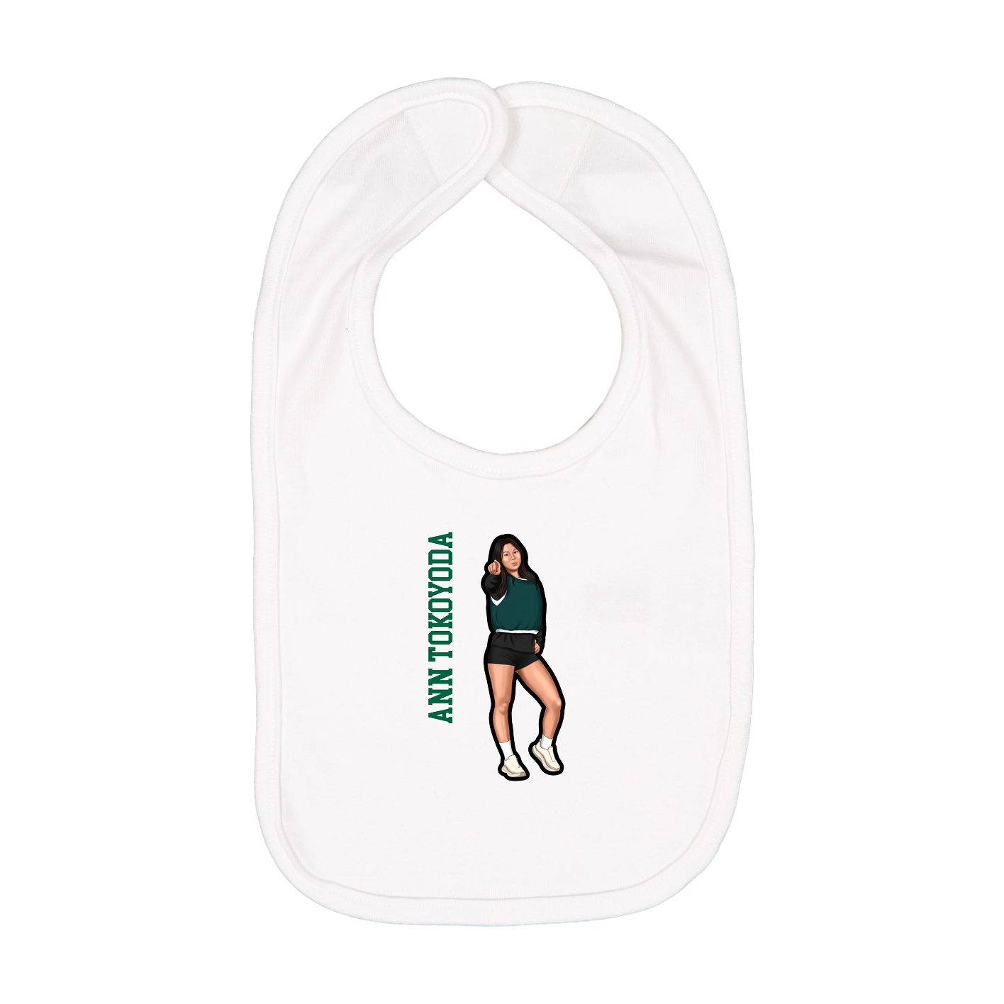 Infant Bib — Name Vertical in White