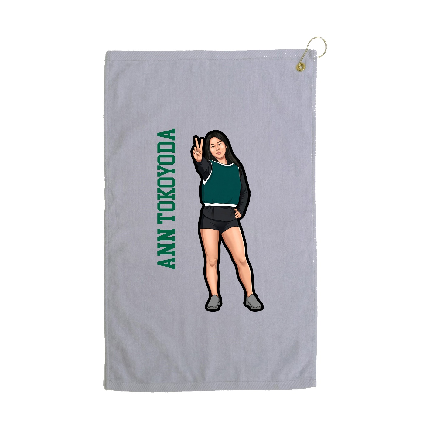 Golf Towel — Name Vertical in Grey