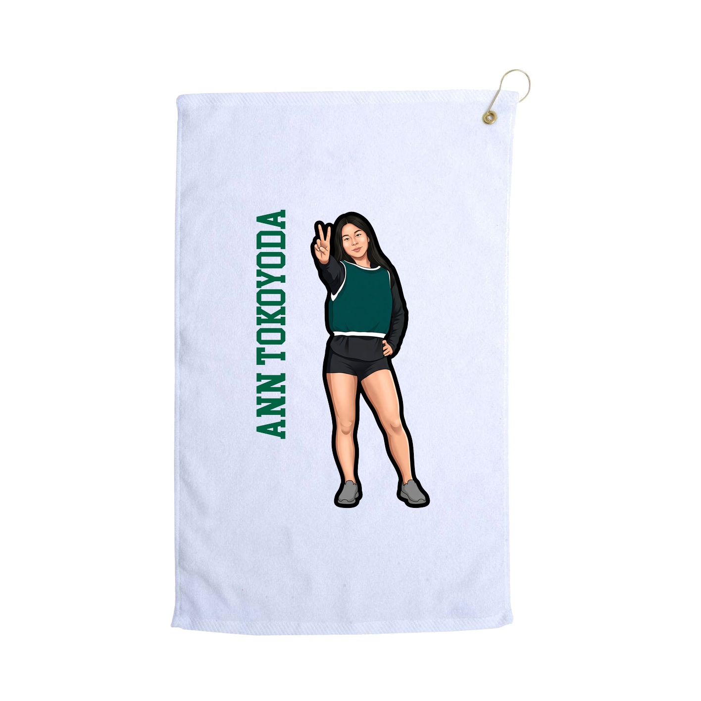 Golf Towel — Name Vertical in White