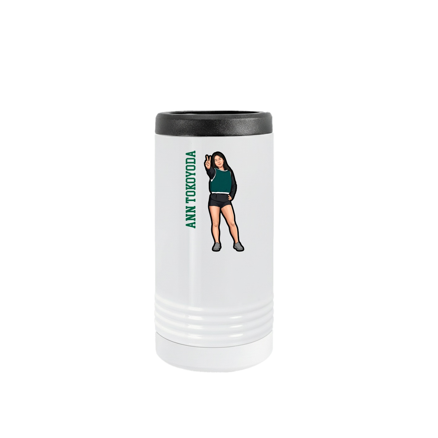 Slim Beverage Holder — Name Vertical in White