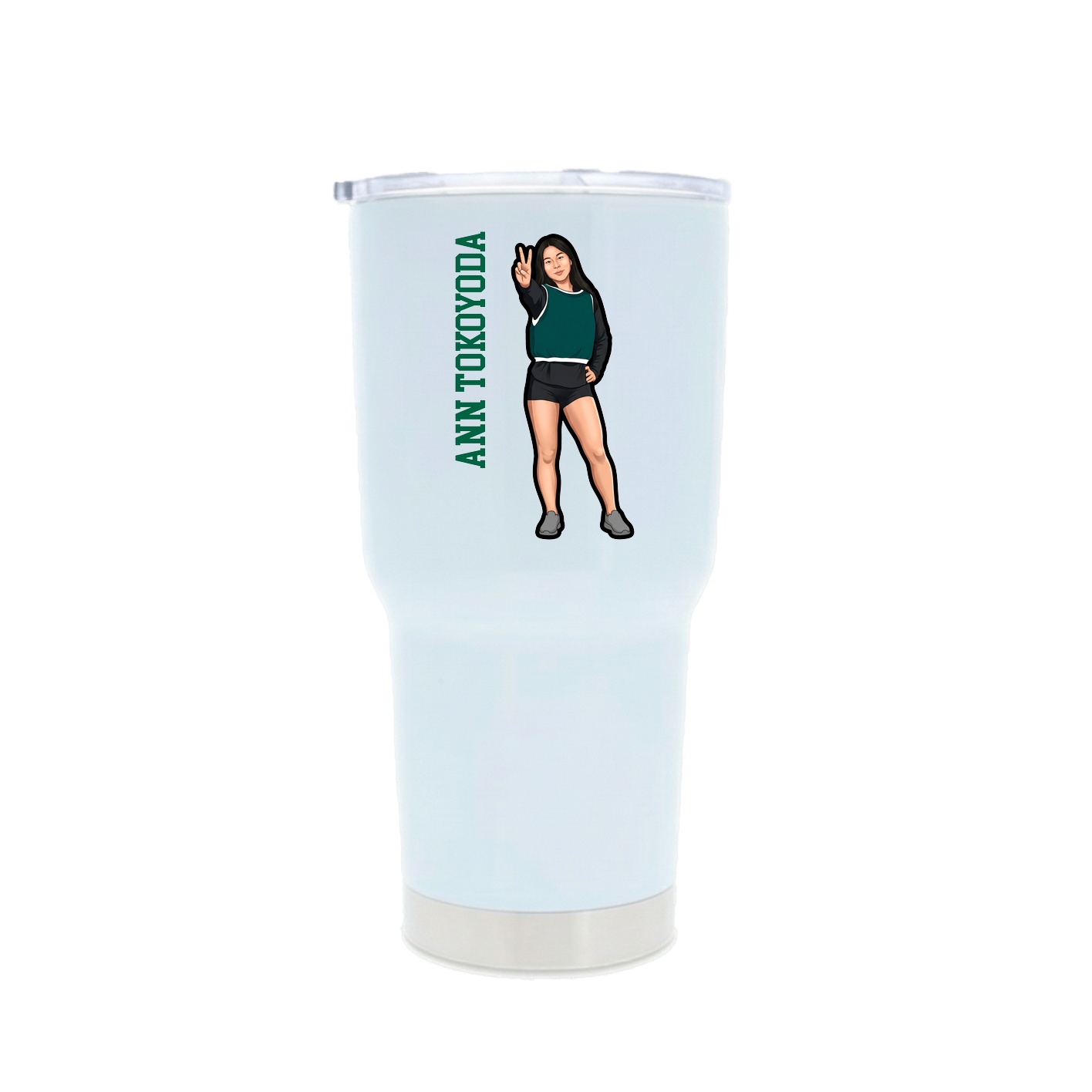 30oz Stainless Steel Tumbler — Name Vertical in White